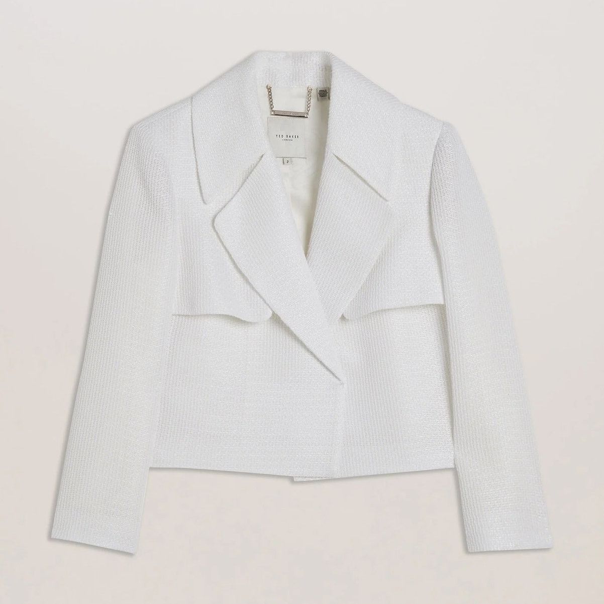 Ted Baker Ted Baker Shiroi Textured Weave Woven Jacket White Size 0 Size XS / US 0-2 / IT 36-38 - 1 Thumbnail