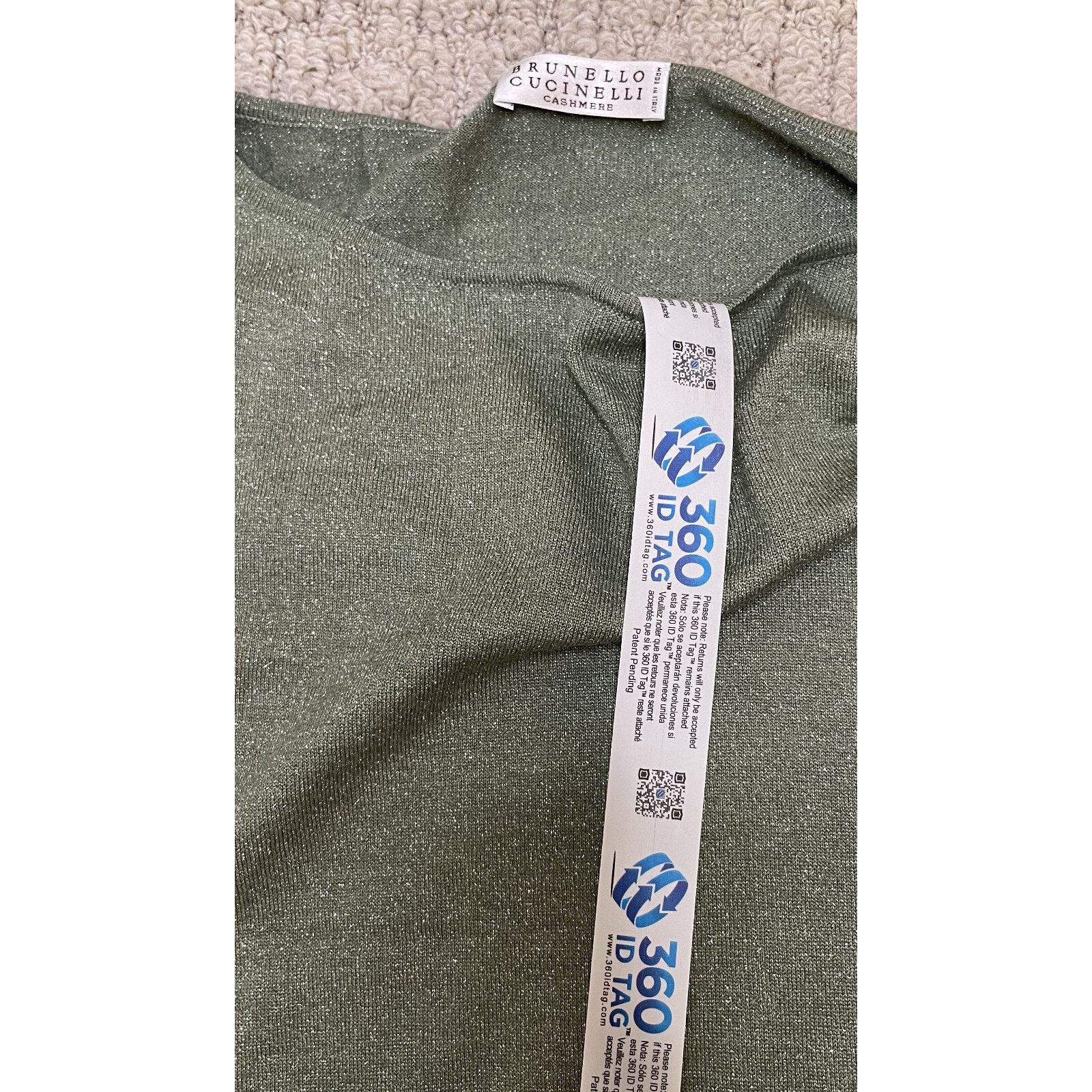 Brunello Cucinelli Brunello Cucinelli Green Sparkle Cashmere Silk LS Top XL Size XL / US 12-14 / IT 48-50 - 12 Thumbnail