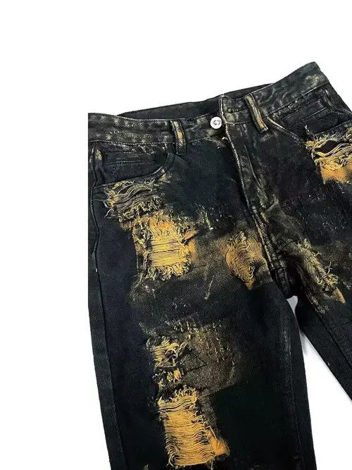 Japanese Brand Vintage ripped raw edge micro-flared jeans Size US 32 / EU 48 - 3 Thumbnail