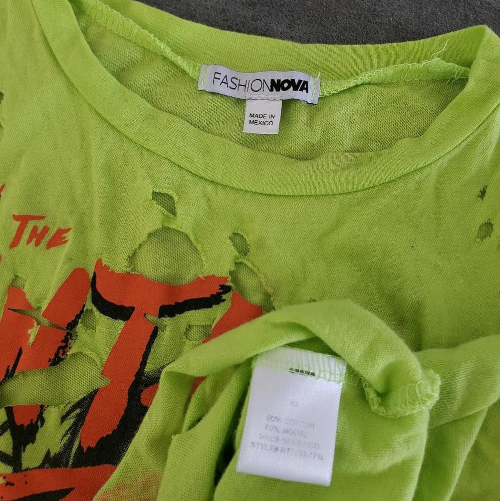 Fashion Nova Green Neon FN Bad Girls Club Short Sleeve Size XS / US 0-2 / IT 36-38 - 3 Thumbnail