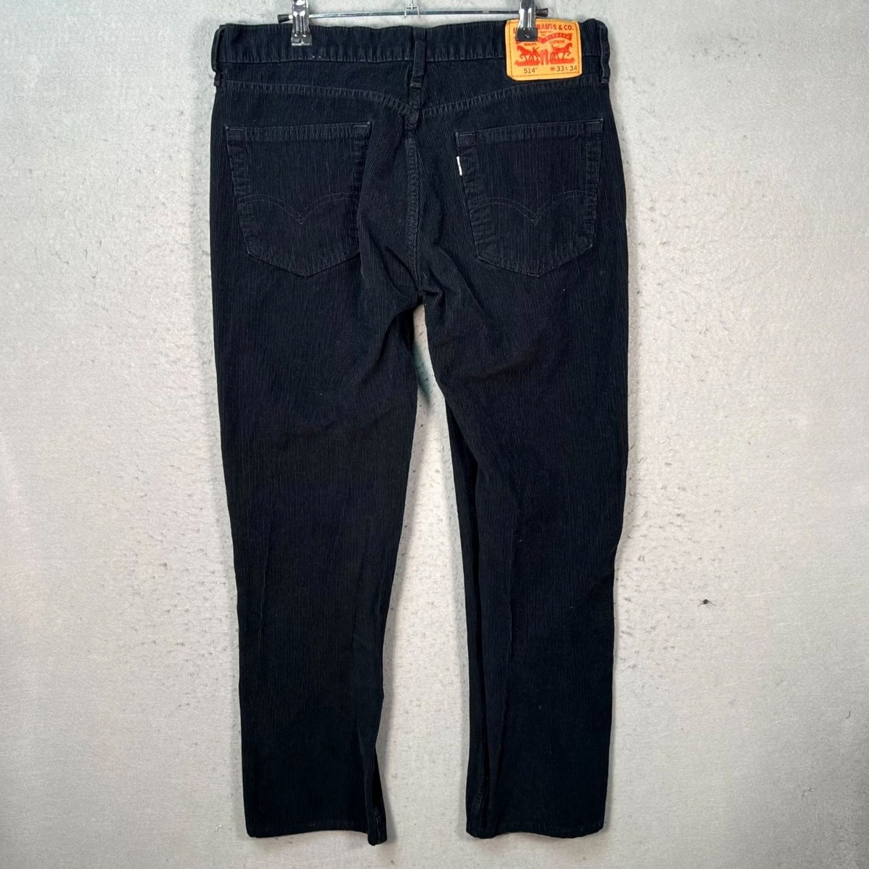 Levi's Levi's 514 Mens Size 33 x 32 Black Corduroy Straight Leg Pants Size US 33 - 2 Thumbnail