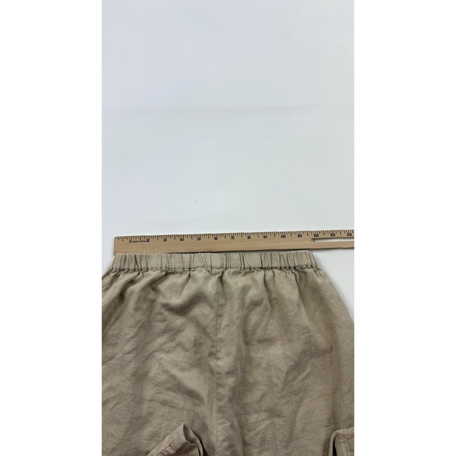 Vintage Pull & Bear Pants Womens Small Beige Linen-Blend Cargo Wide Leg Elastic Waist Size 28" / US 6 / IT 42 - 7 Thumbnail