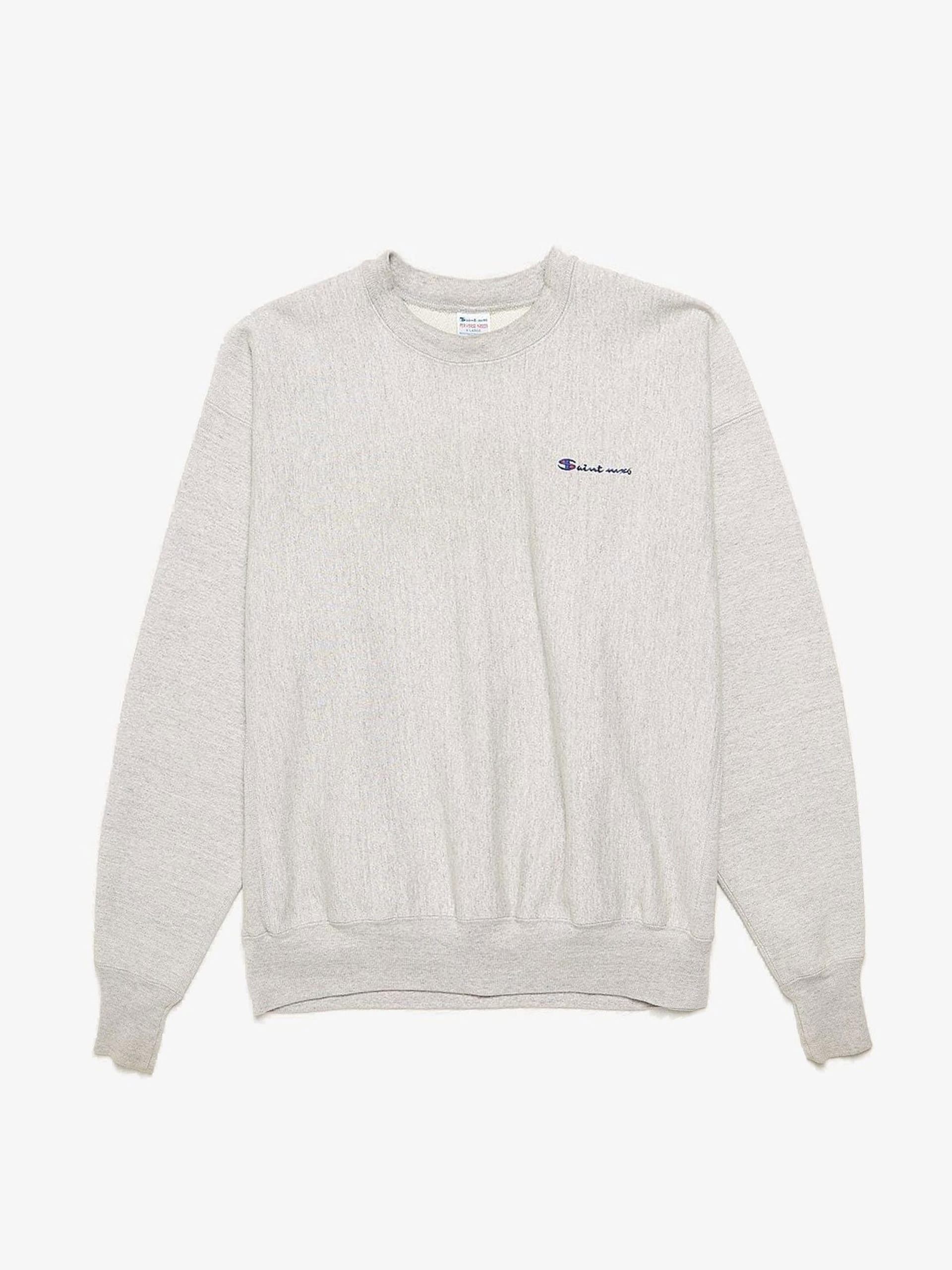 Saint Michael Gray Logo Embroidered Cotton Boxy Sweatshirt Size US XL / EU 56 / 4 - 1 Thumbnail
