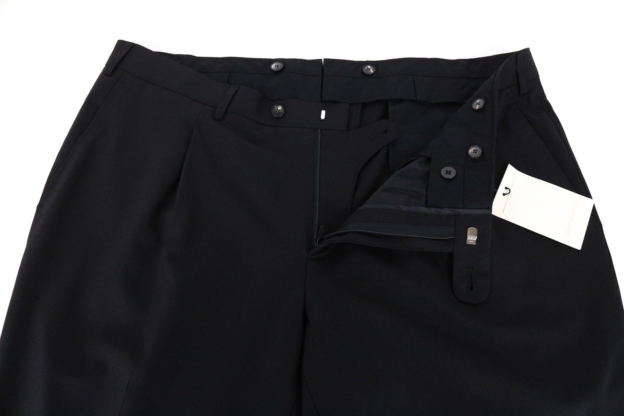 Suitsupply BRESCIA UK40R Black Wool Stretch Front Trousers 73332 Size 40R - 3 Thumbnail