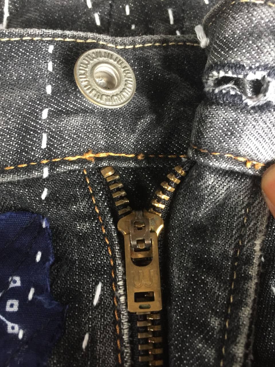 Japanese Brand crazy sick sashiko boro denim pants like kapital style Size US 34 / EU 50 - 6 Thumbnail