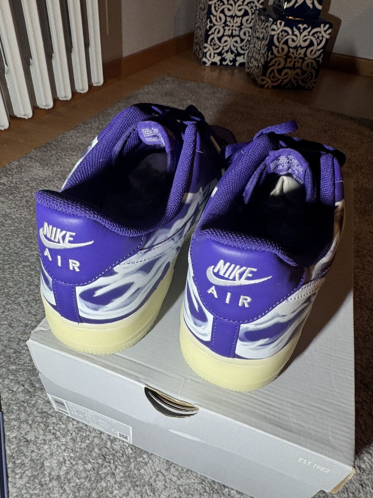 Nike Nike Air Force 1 Low ‘07 QS Purple Skeleton Haloween (2021) Size US 15 / EU 48 - 4 Thumbnail