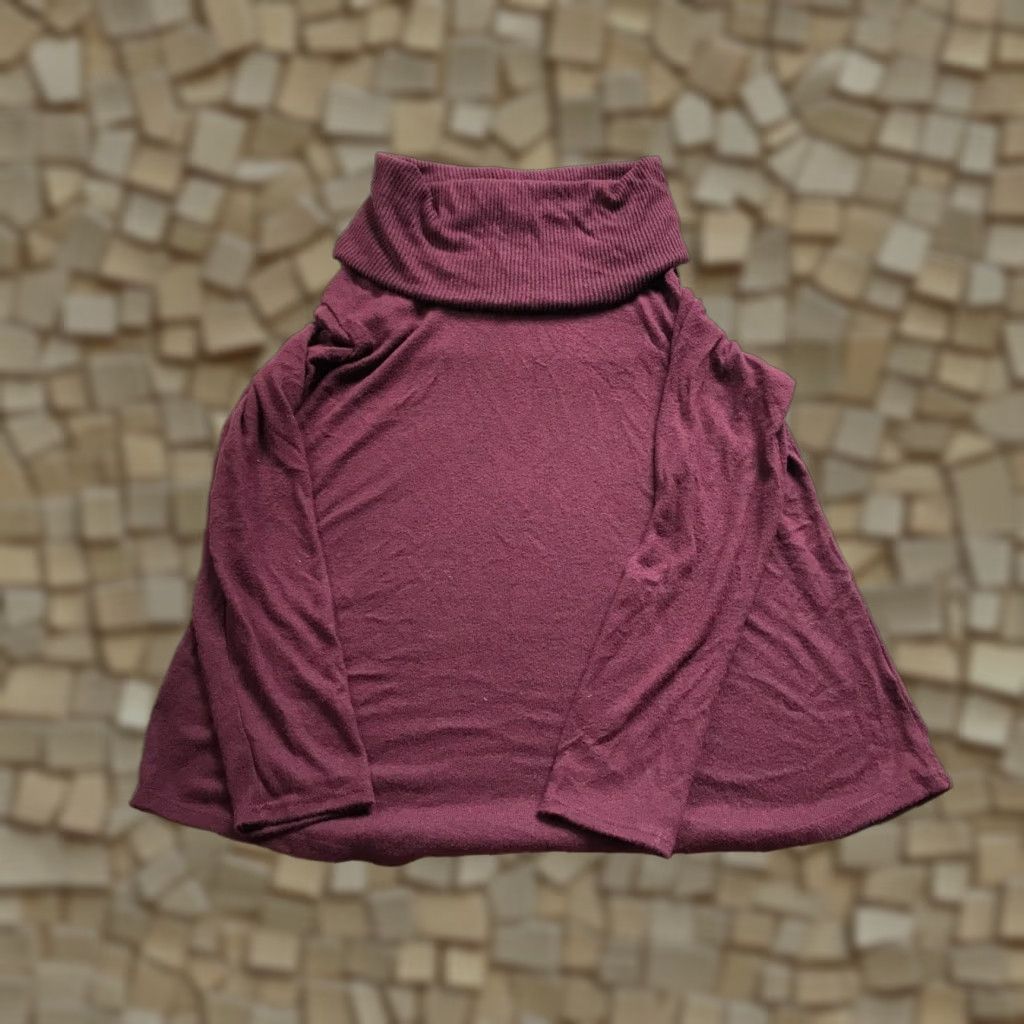 Apt. 9 APT.9 Sweater Women's Large Maroon Cowl Neck Pullover Knit Pullover Mock Neck Long Sleeve Size L / US 10 / IT 46 - 1 Thumbnail