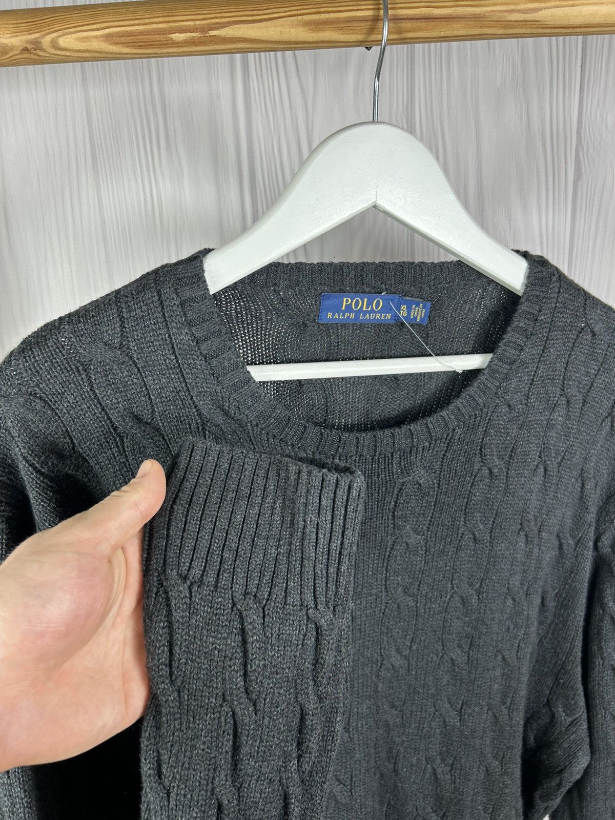 Polo Ralph Lauren Polo Ralph Lauren Total Black Cable Knit Sweater Size XL Size US XL / EU 56 / 4 - 7 Thumbnail
