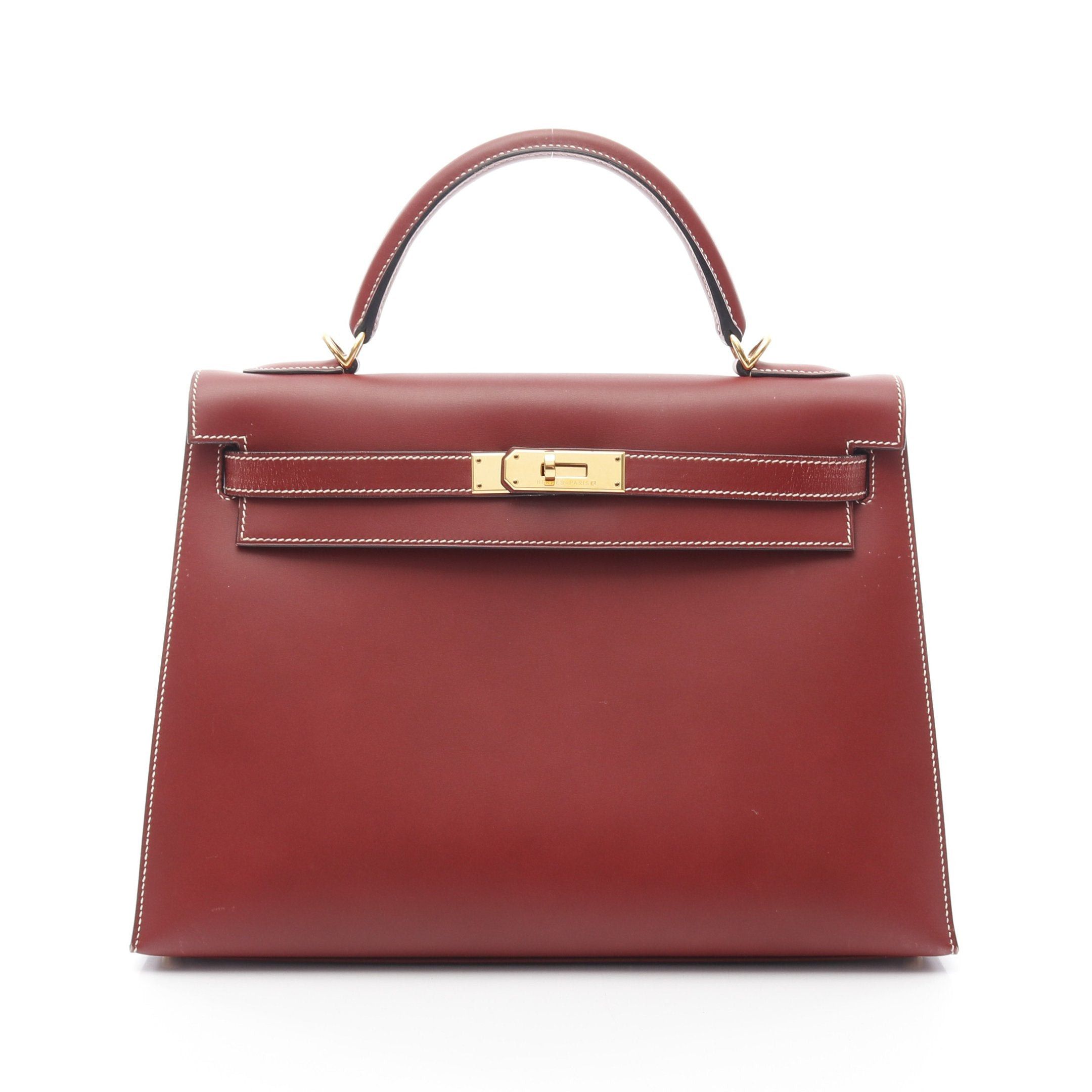 Hermes Hermes Kelly32 Rouge Ash Handbag Veau Chamonix Red Brown Gold Hardware Stamp Size ONE SIZE - 1 Thumbnail