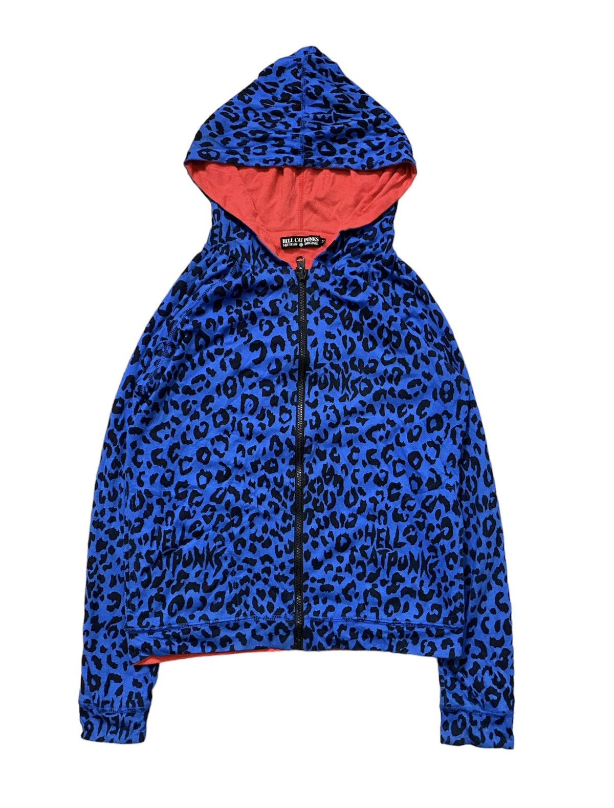 image of 20471120 Hell Cat Punk Blue Leopard Reversible Hoodie, Women's (Size Medium)