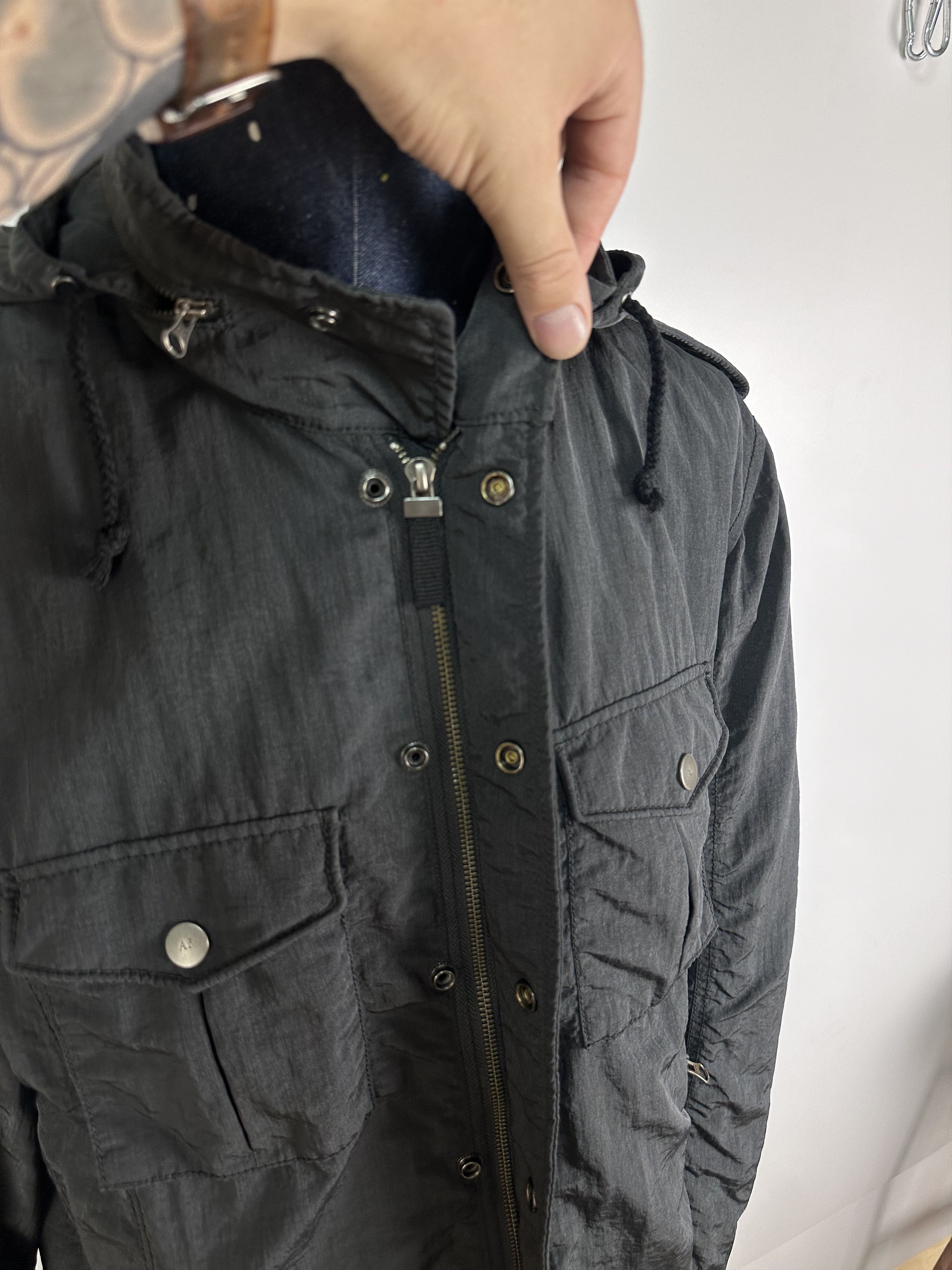 Giorgio Armani Armani Jeans Jacket Shimmer Multi Pocket Mens Biker Gray XL Size US XL / EU 56 / 4 - 9 Thumbnail