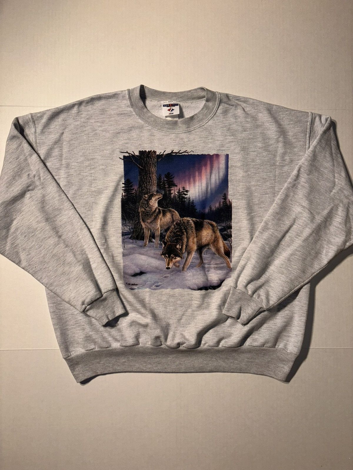 Jerzees Wolf Wild Life Nature Habitat 90s USA Crewneck Sweatshirt XL Size US XL / EU 56 / 4 - 1 Thumbnail