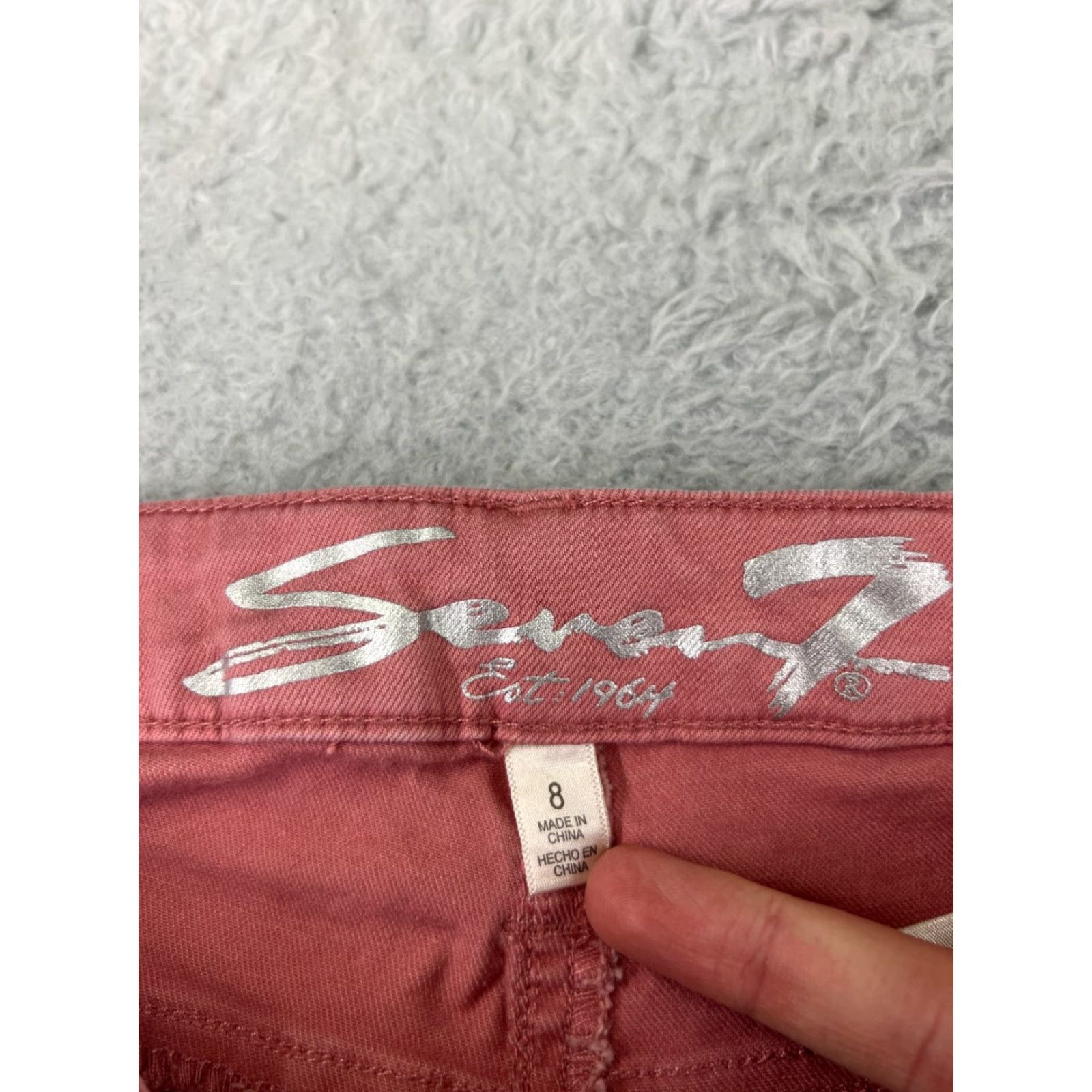 Vintage Seven7 Jeans Women Mid Rise Pink Denim 8 Regular Straight Tapered Cropped Cotton Stretch 5-Pocket Womens Jeans Size 30" / US 8 / IT 44 - 3 Thumbnail