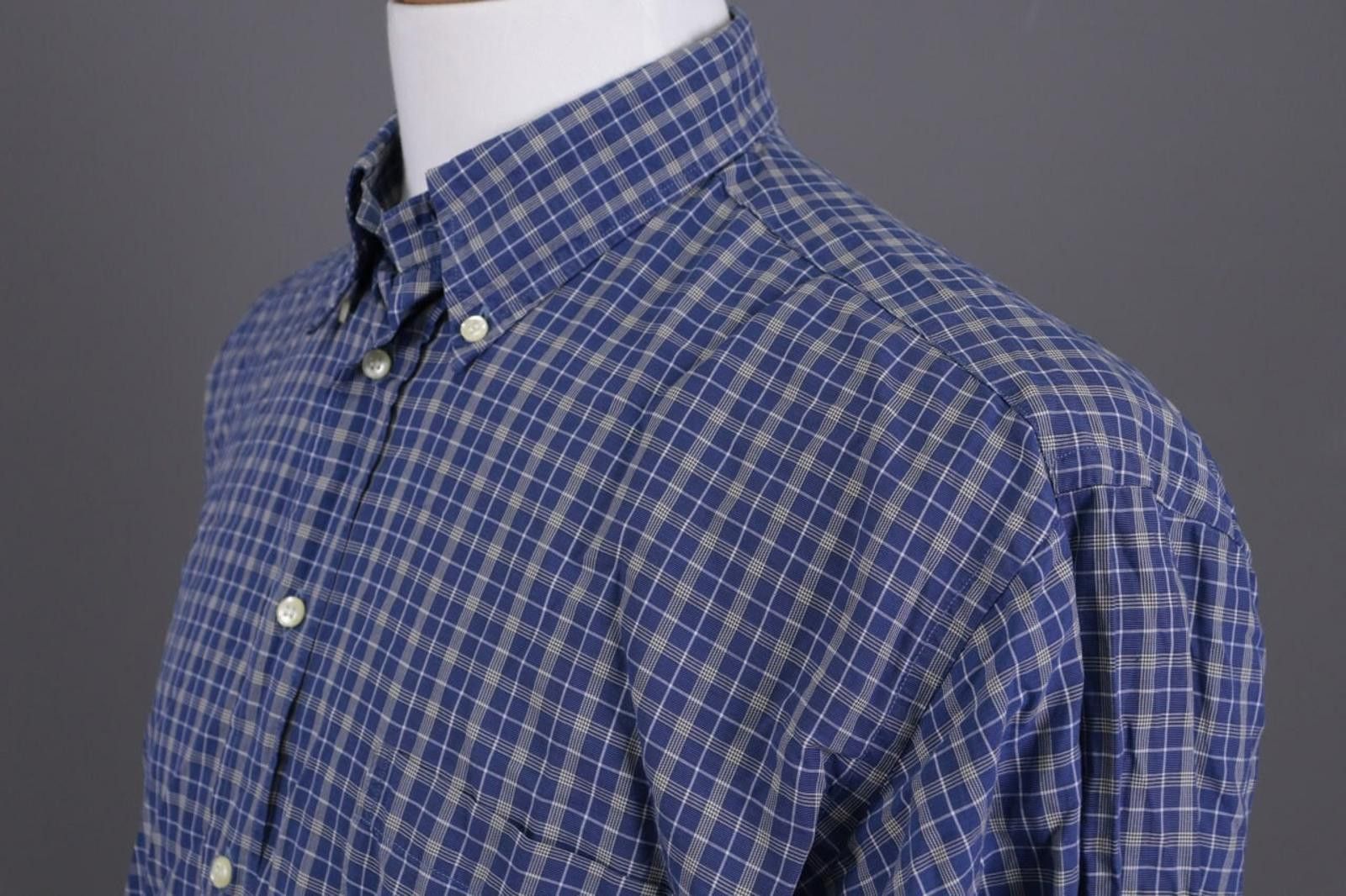 Corneliani Corneliani Blue Check Button Down Shirt Size 42 / 16.5 Size US M / EU 48-50 / 2 - 6 Thumbnail