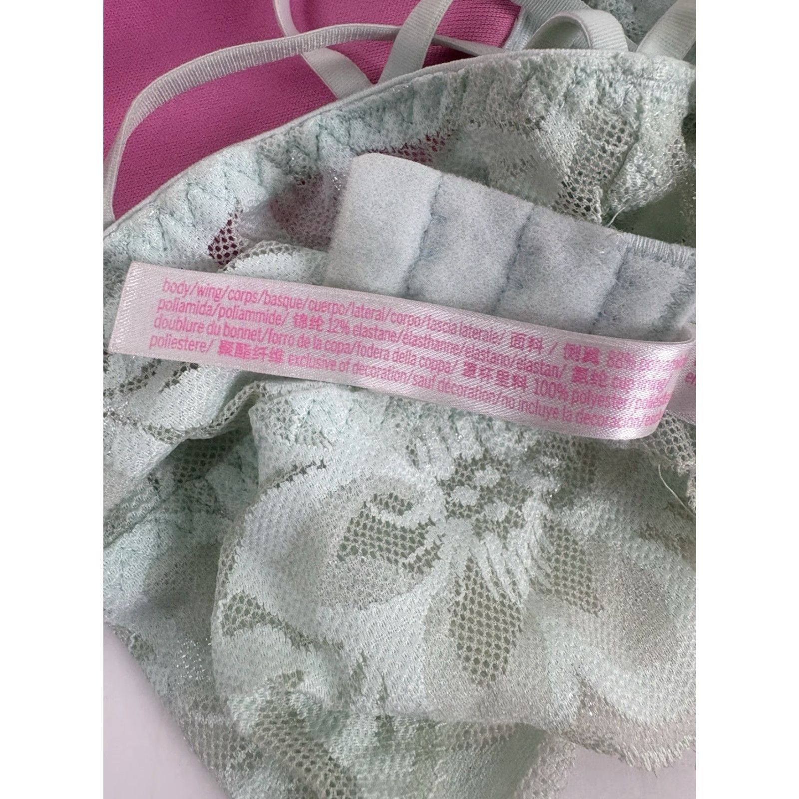 Victoria's Secret Pink Victoria's Secret Mint Green Lace Covered Push Up Bra Womens Size 34C Size ONE SIZE - 6 Thumbnail