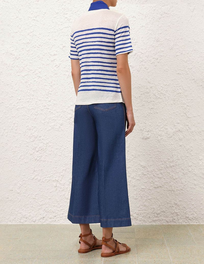 Zimmermann oc11z0226 Wylie Stripe T-Shirt In Blue/White Size S / US 4 / IT 40 - 6 Thumbnail