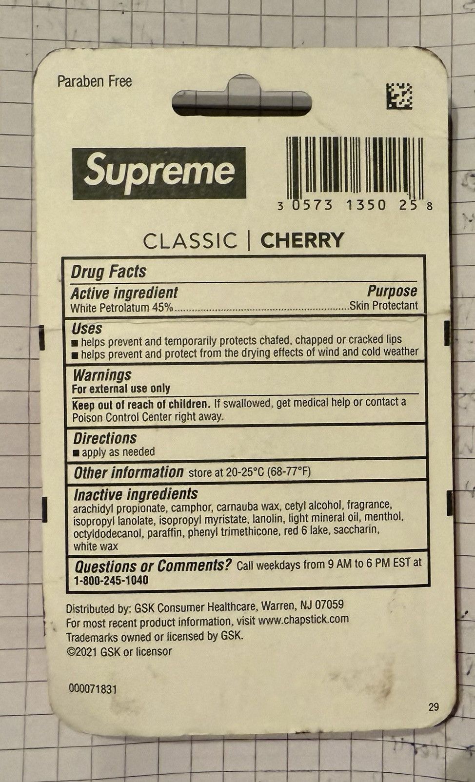 Supreme Supreme ChapStick (3 Pack) Classic Cherry Flavor Lip Balm Size ONE SIZE - 7 Thumbnail