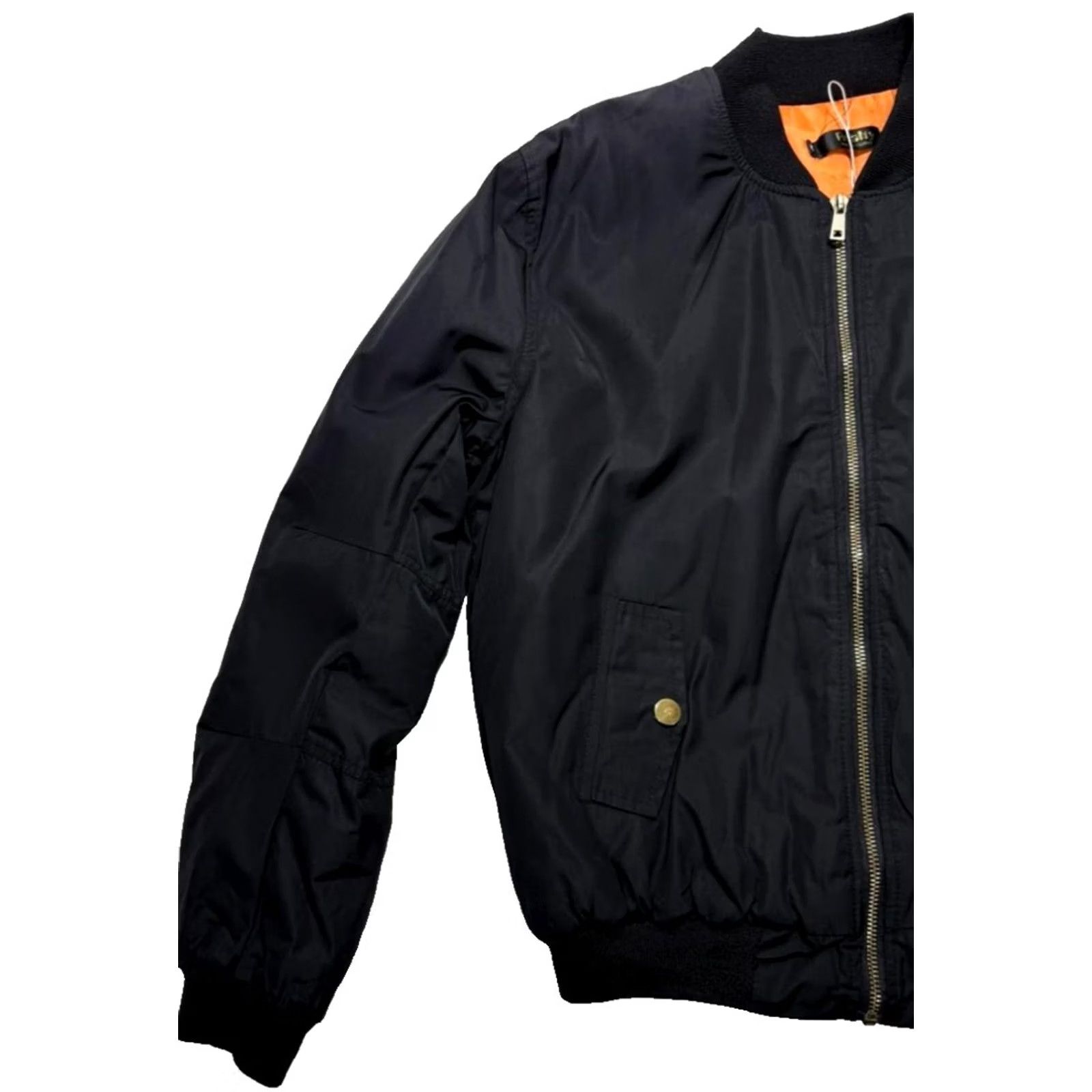 Vintage Realty Fashion Bomber Jacket M Black Polyester Full Zip Pockets - Winter Casual Mens Size US M / EU 48-50 / 2 - 5 Thumbnail