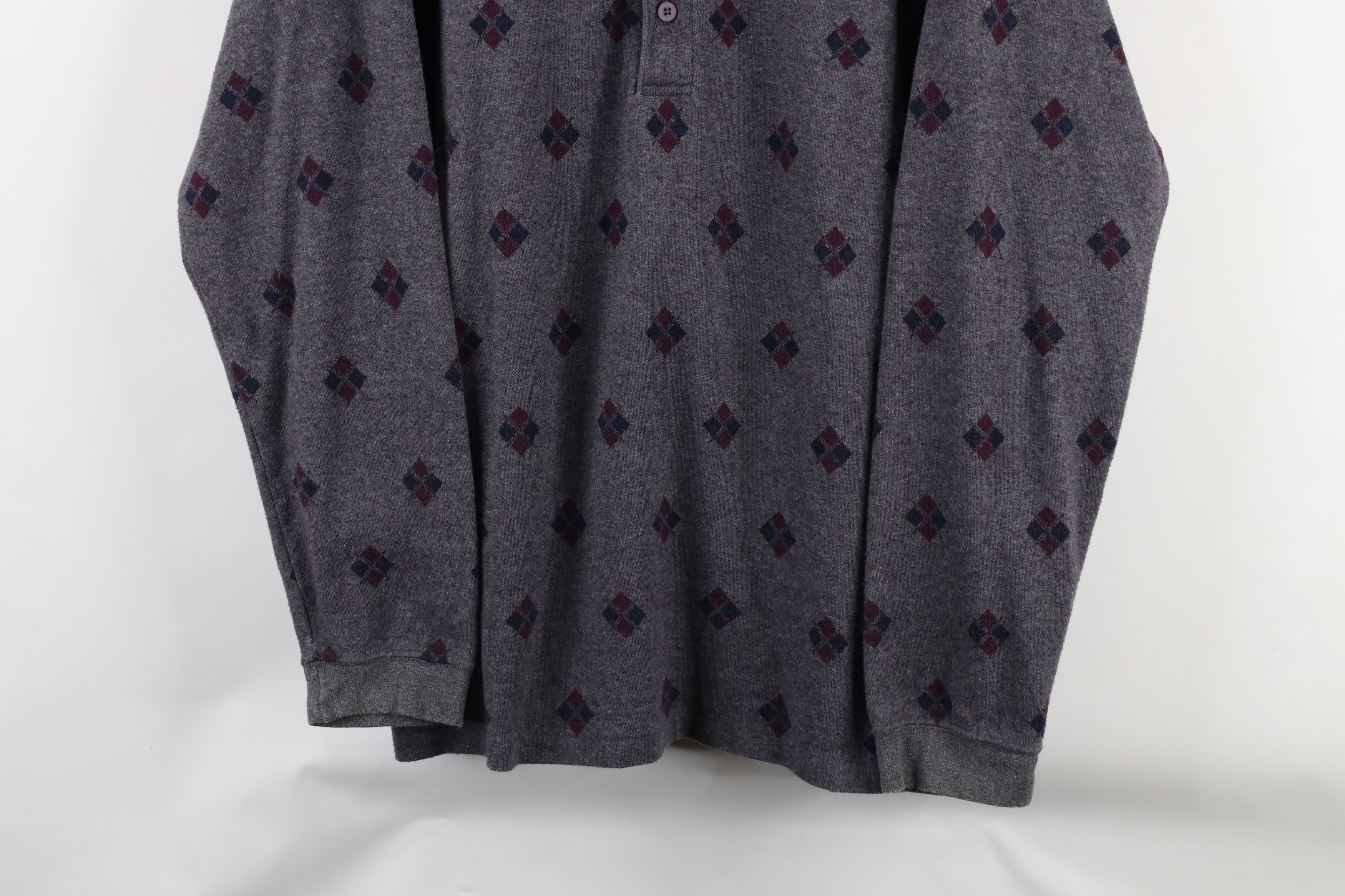 Eddie Bauer × Vintage Vintage 90s Eddie Bauer Diamond Long Sleeve Rugby Polo USA Size US L / EU 52-54 / 3 - 3 Thumbnail