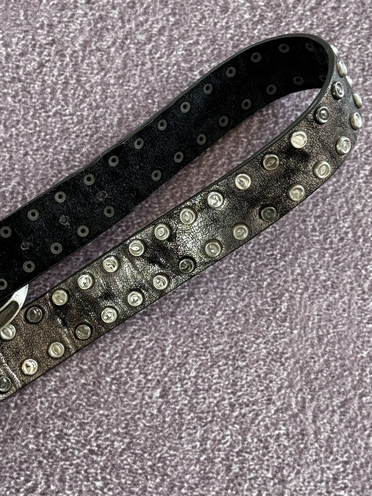 Japanese Brand Vintage Leather Studded Belt Black Metal Diesel style Size ONE SIZE - 11 Thumbnail
