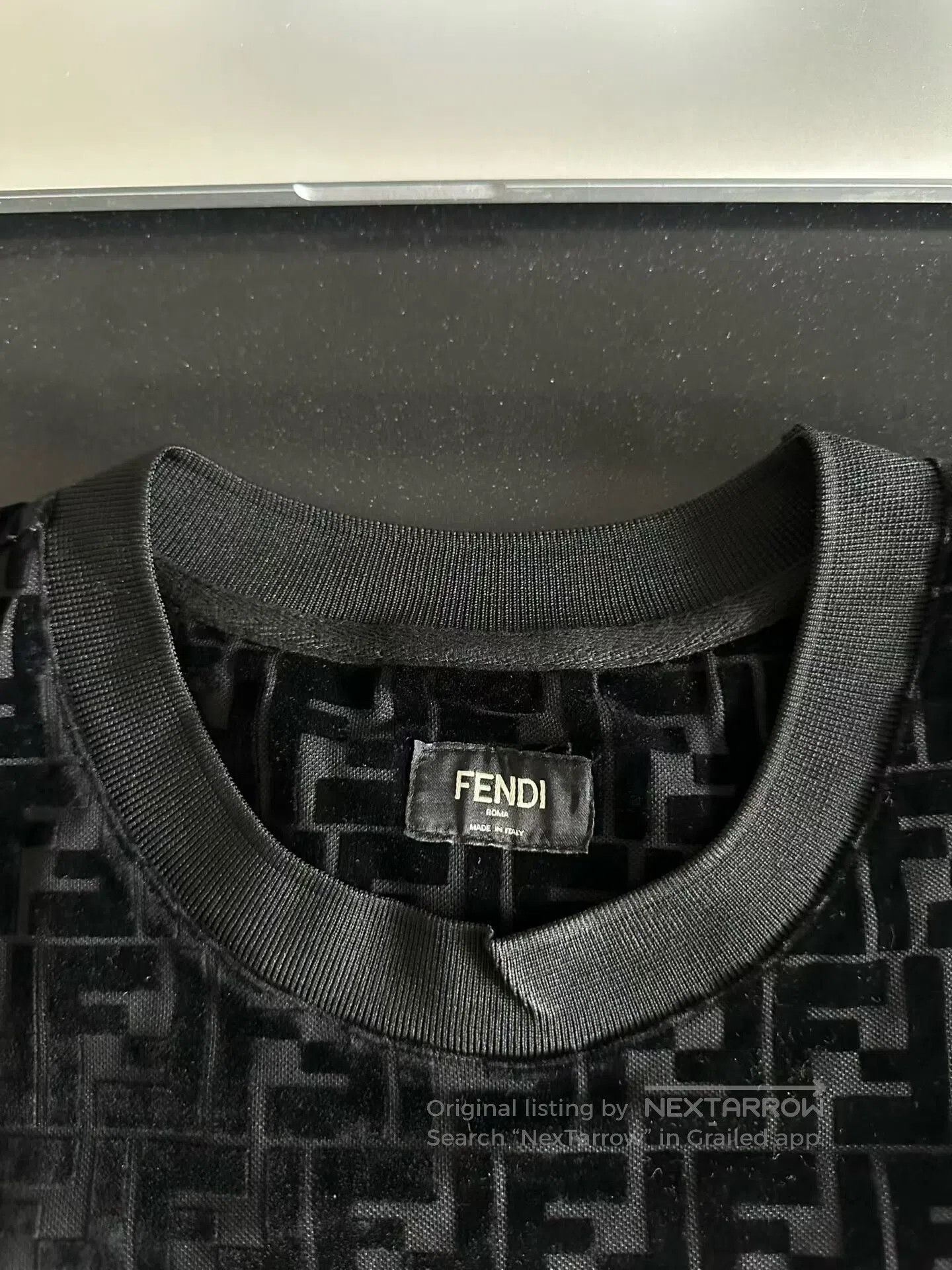 Fendi FENDI Black full-print velvet short-sleeve| Size US M / EU 48-50 / 2 - 3 Thumbnail