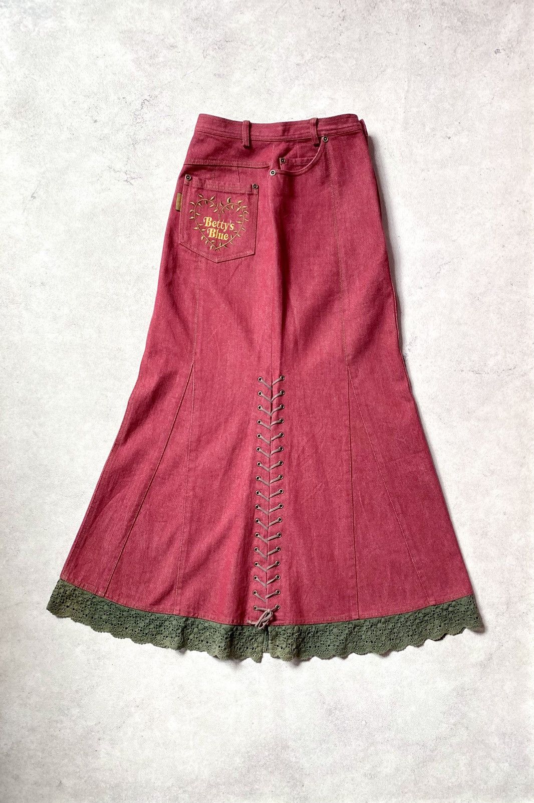 If Six Was Nine Vintage Y2K Betty’s Blue Shinji Abe Burgundy Maxi Skirt Size 28" / US 6 / IT 42 - 1 Thumbnail