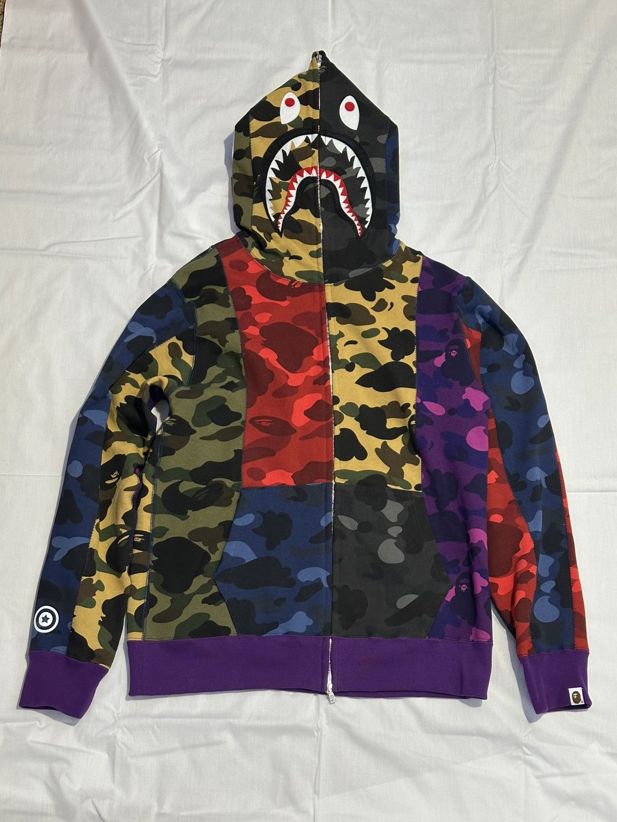 Bape BAPE Multicolor Mix Crazy Camo Shark Full Zip Hoodie Size US XL / EU 56 / 4 - 1 Thumbnail