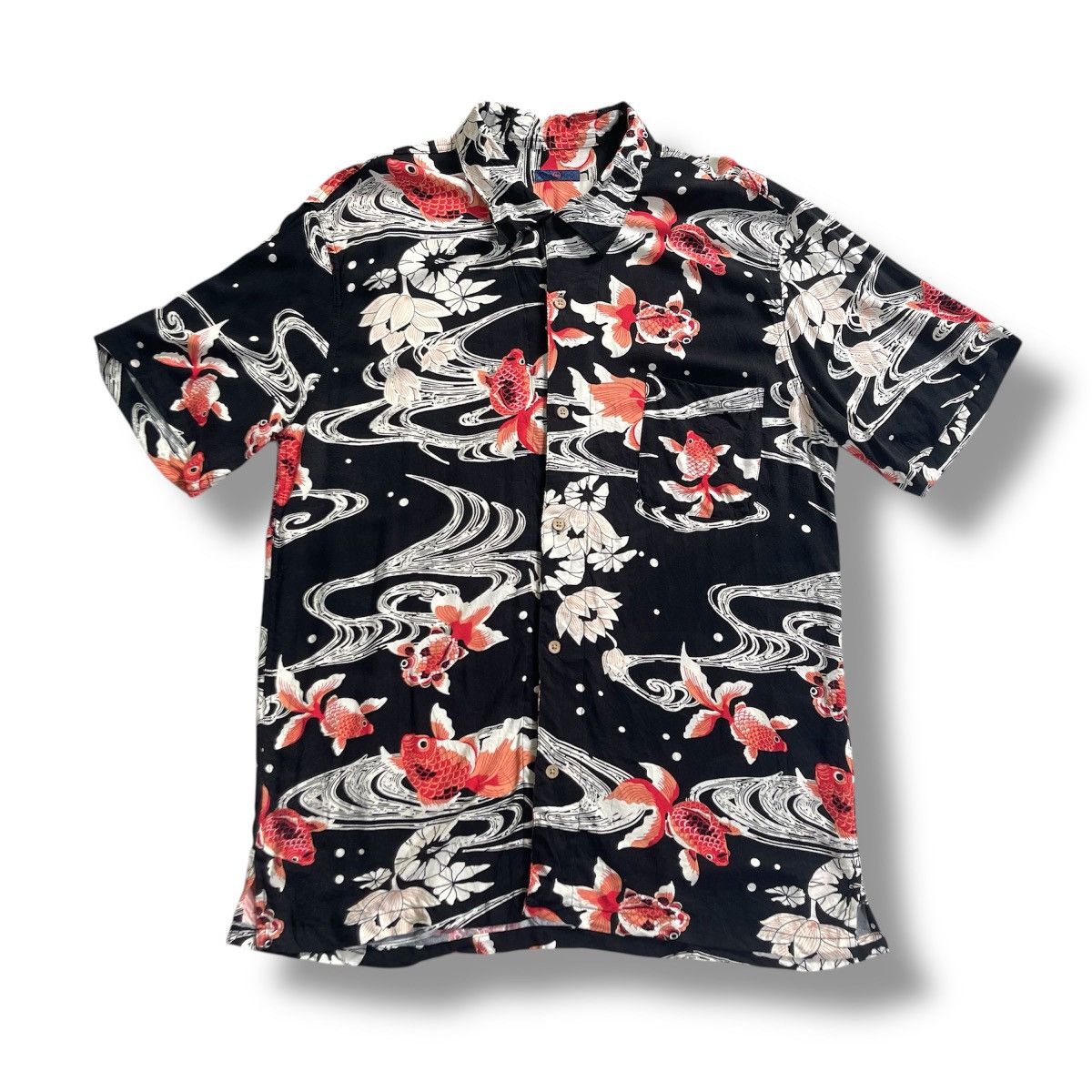 Japanese Brand Rare! Japanese Koi Fish Sakura Rayon Shirt Size US XXL / EU 58 / 5 - 1 Thumbnail