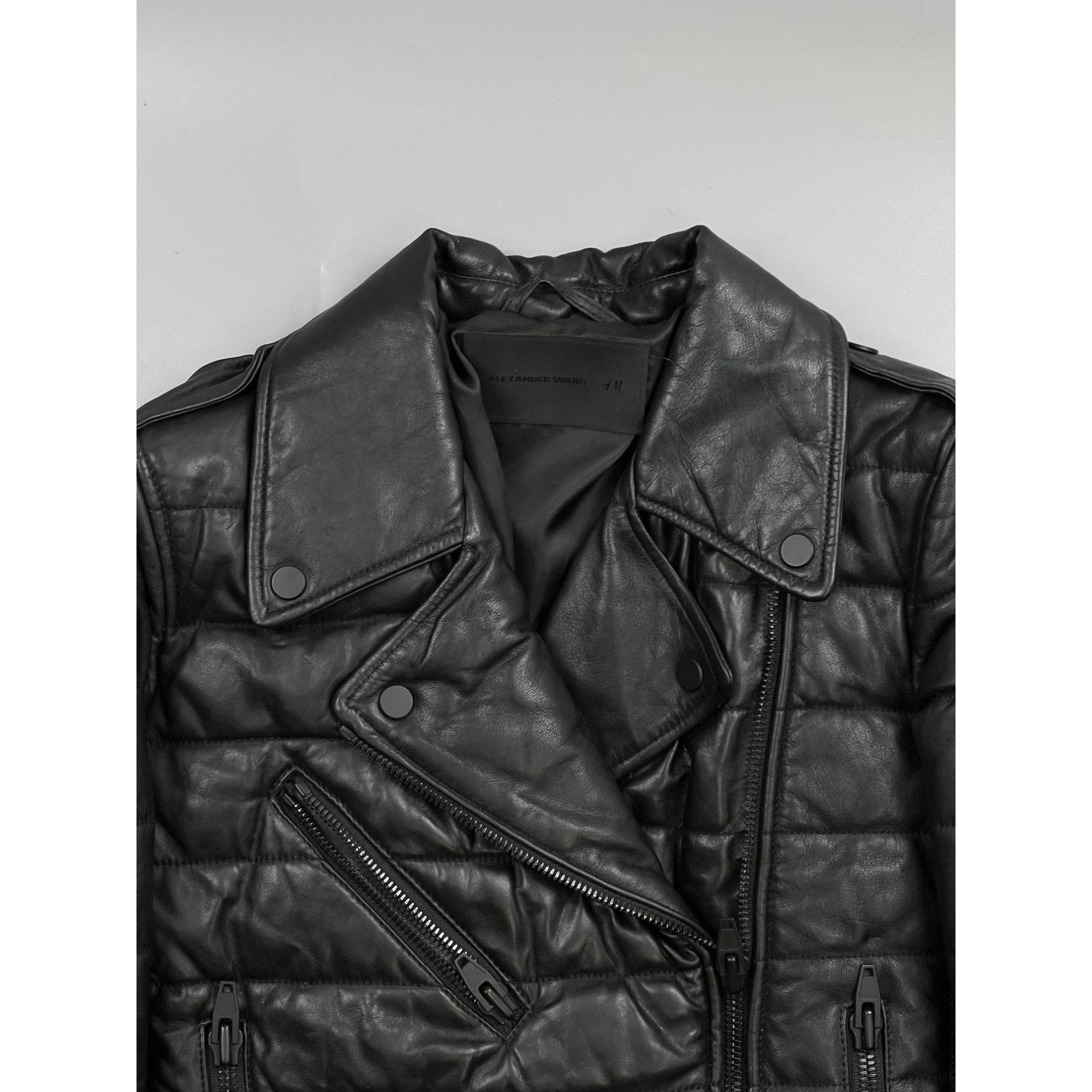 H&M Alexander Wang for H&M Biker Leather Quilted Jacket (Y0783) Size M / US 6-8 / IT 42-44 - 3 Thumbnail