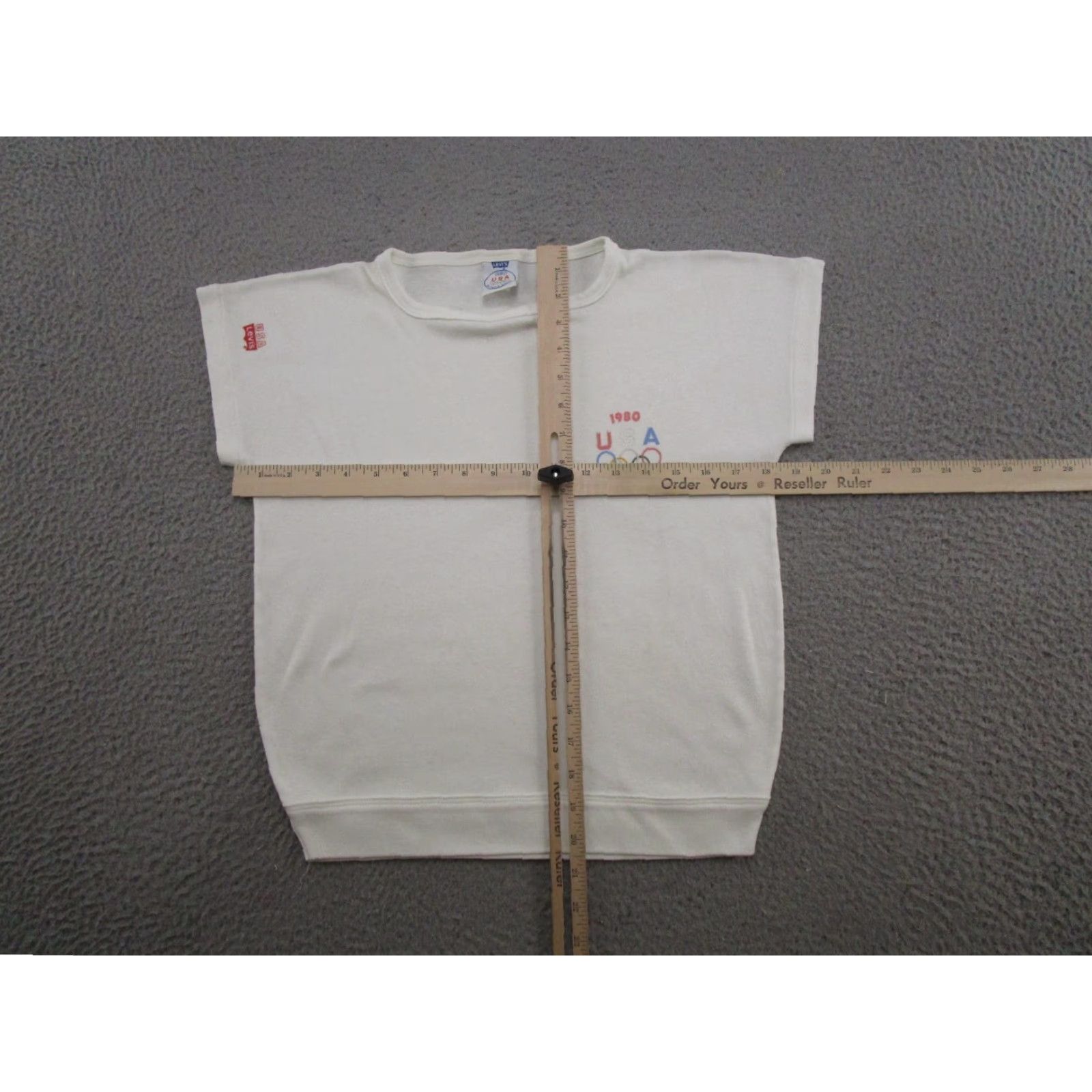 Levi's VINTAGE Levi's USA Olympic Games Short Sleeve Sweatshirt Shirt Mens L White 80s Sports Hooded Pullover Size US L / EU 52-54 / 3 - 7 Thumbnail