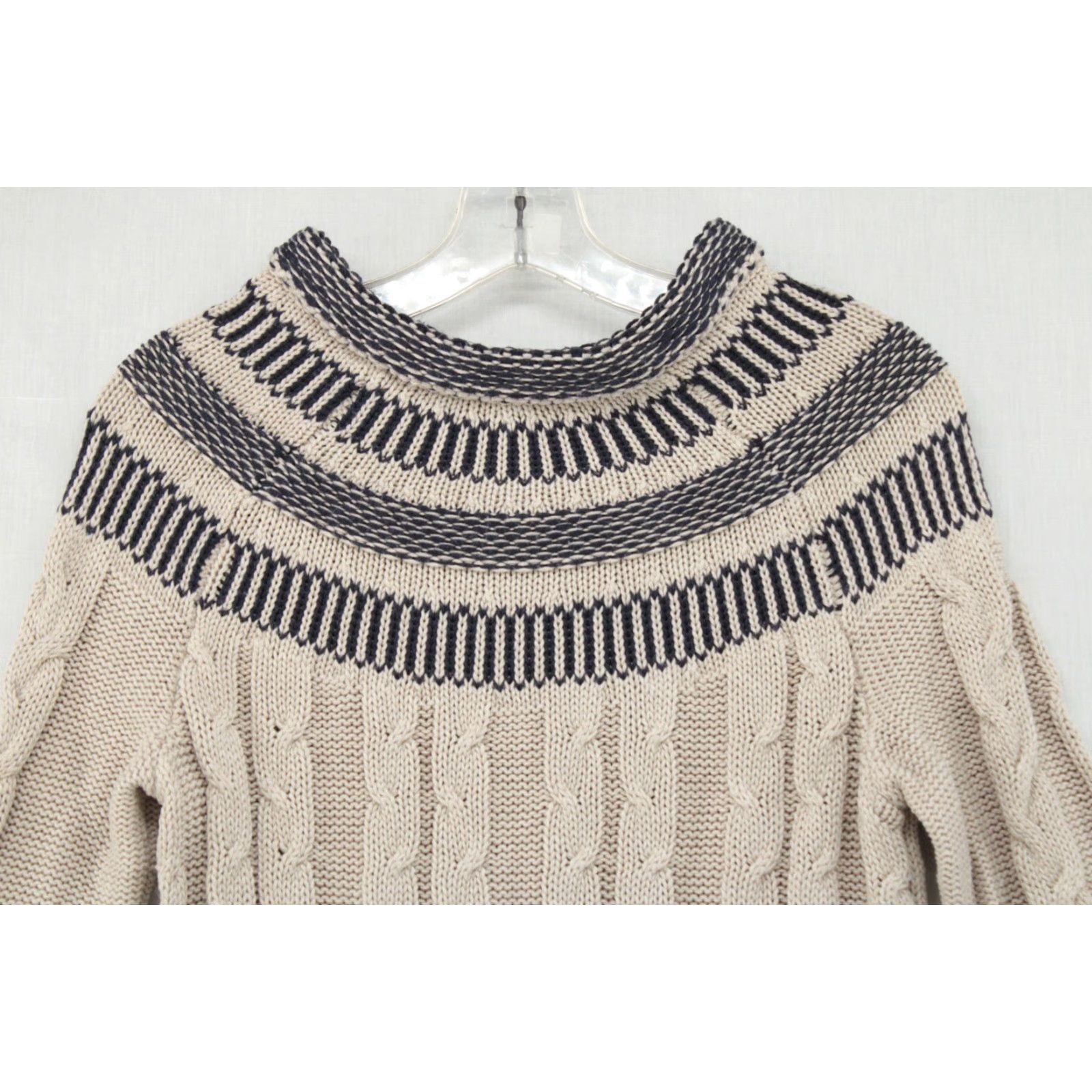 Market Market & Spruce Nordic Sweater Women's Small Beige Chunky Fair Isle Cable Knit Size S / US 4 / IT 40 - 2 Thumbnail