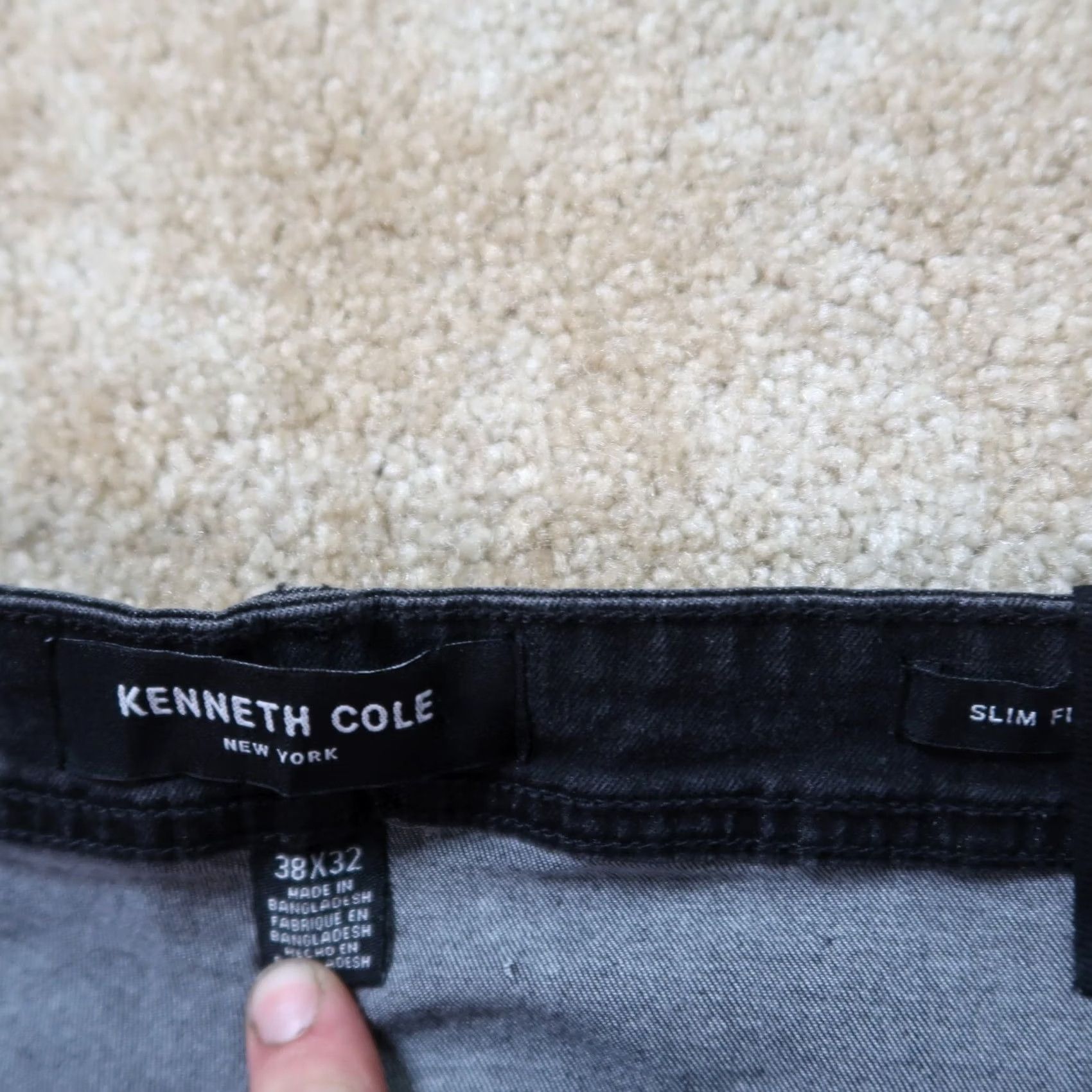 Kenneth Cole kenneth cole Slim Fit Jeans Men 36x32 Black Straight Leg Denim New with Tags Regular 5-Pocket Stretch Modern Preppy Clothing Mens Size US 36 / EU 52 - 3 Thumbnail