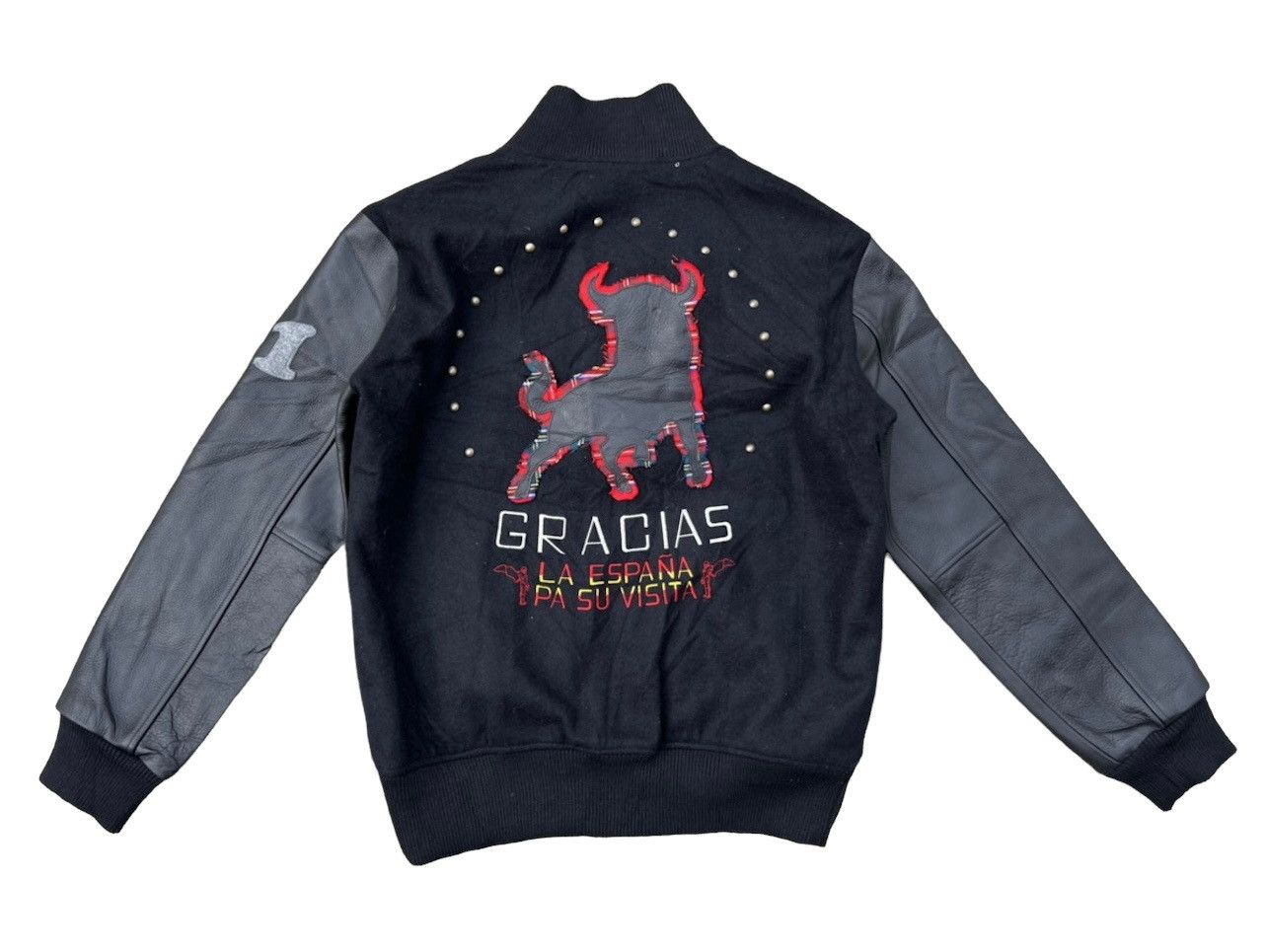 Leather VTG GDC Japan GRACIAS La Espana Patches Black Varsity Jacket Size US XL / EU 56 / 4 - 1 Thumbnail