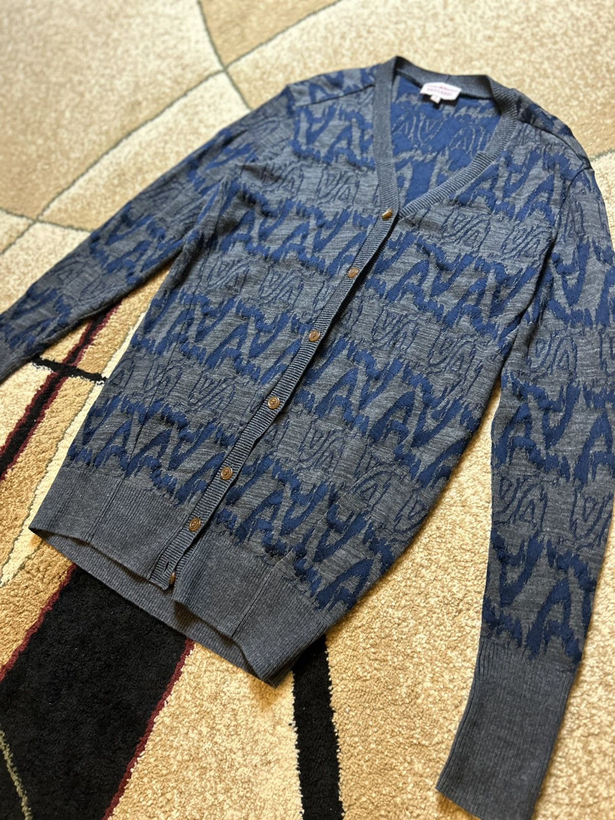 Vivienne Westwood Grey and blue Vivienne Westwood planet patterned cardigan Size US M / EU 48-50 / 2 - 1 Thumbnail