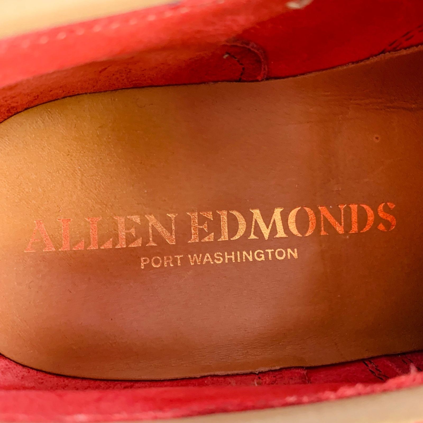 Allen Edmonds 7 Strandmok Red Perforated Suede Oxford Lace-Up Shoes Size US 7 / EU 40 - 7 Thumbnail