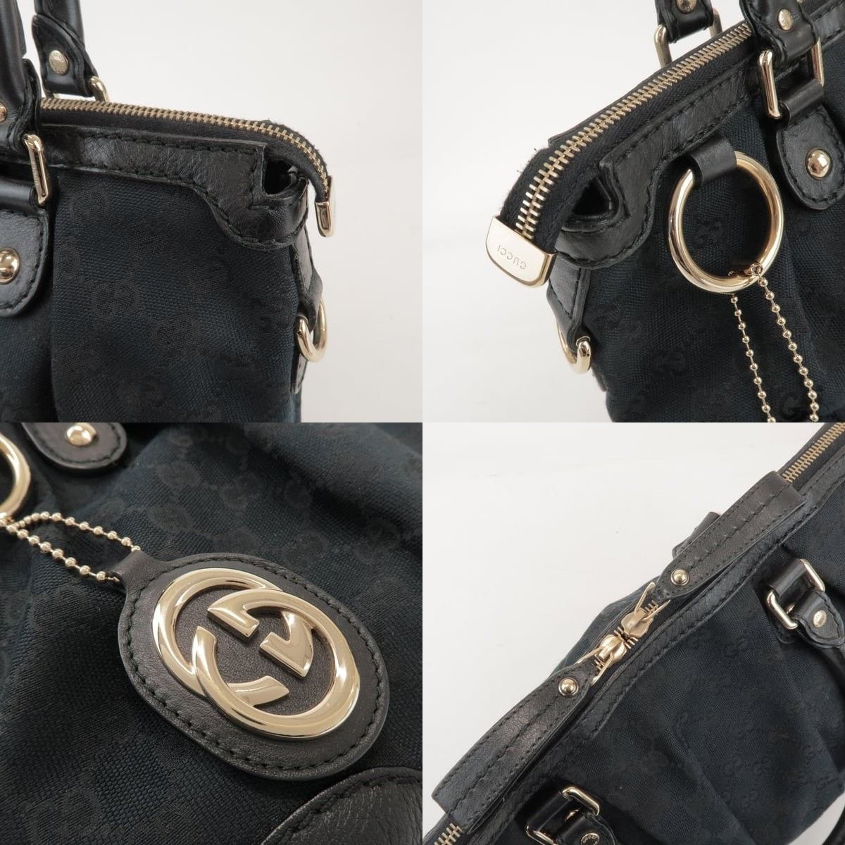 Gucci Gucci Sukey Interlocking G GG Canvas & Leather Satchel Black Size ONE SIZE - 6 Thumbnail