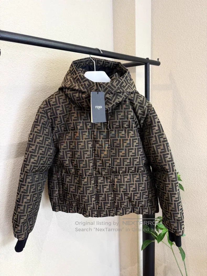 Fendi Fendi Brown Monogrammed Logo Hooded Down Jacket Size XS / US 0-2 / IT 36-38 - 1 Thumbnail