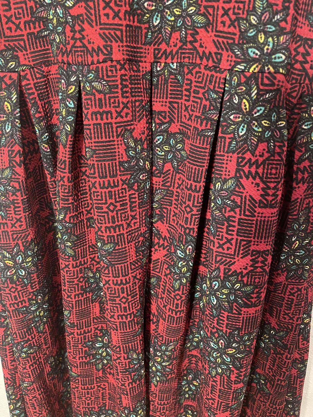 Other LuLaRoe Dress Women's Sz Large Burgundy Red Floral Zip Back Size L / US 10 / IT 46 - 9 Thumbnail