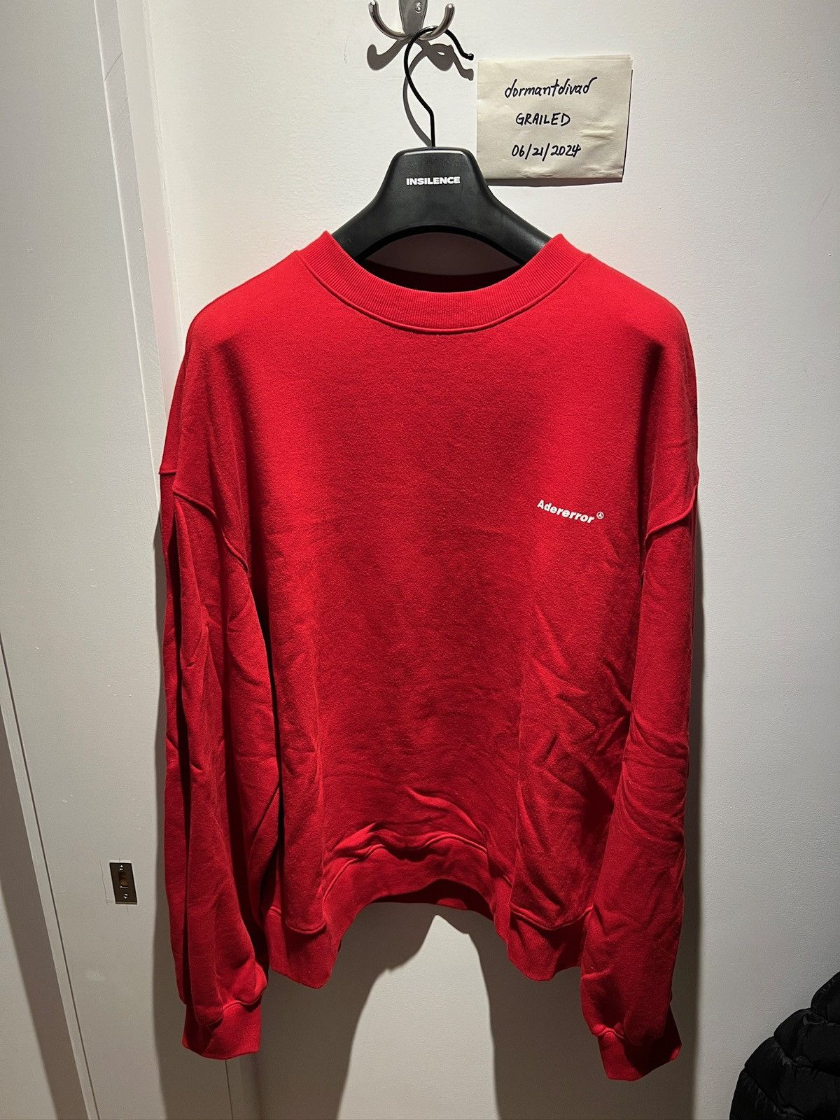Ader Error Graphic Print Crewneck Red Sweatshirt Size 3
