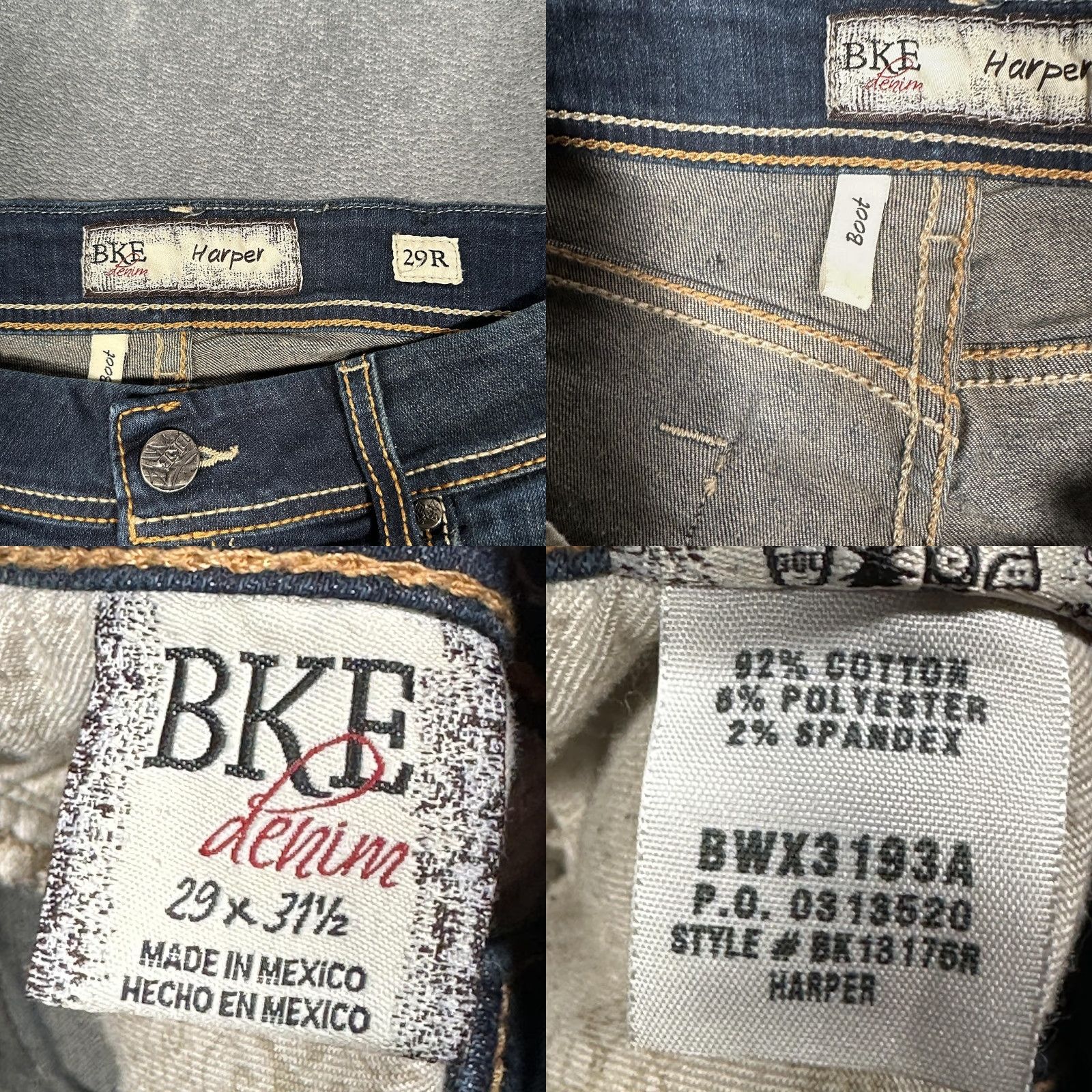 BKE BKE Harper Jeans Womens 29R Blue Bootcut Stretch Denim Studded Pockets Mid Rise Size 29" - 8 Thumbnail