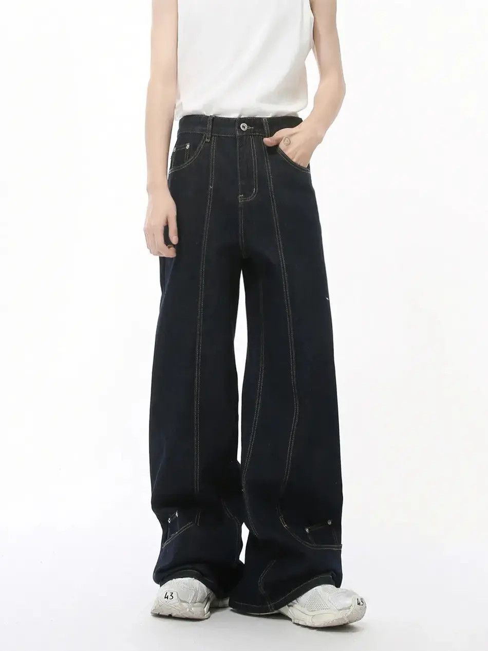 Japanese Brand Retro wide leg straight leg jeans Size US 32 / EU 48 - 6 Thumbnail