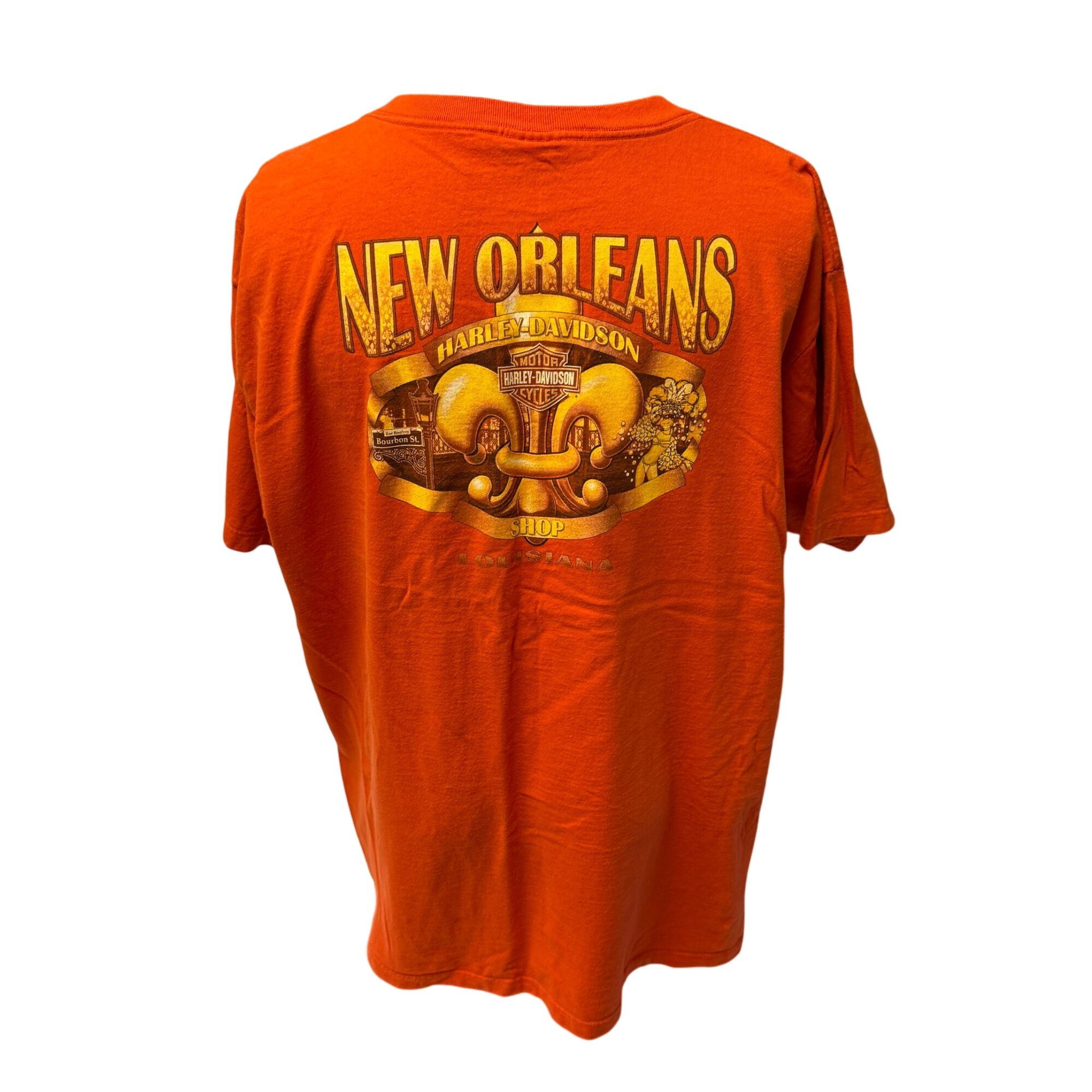 Harley Davidson 90's NEW ORLEANS BOURBON St Motorcycle Mardi Gras Biker Tee Size US XXL / EU 58 / 5 - 4 Thumbnail