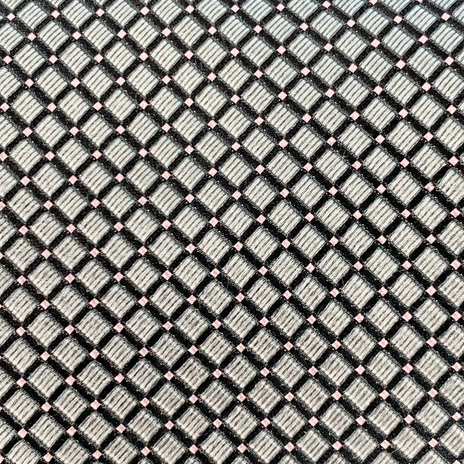 Ermenegildo Zegna ERMENEGILDO ZEGNA One Size Silver Black Checkered Silk Tie Size ONE SIZE - 2 Thumbnail