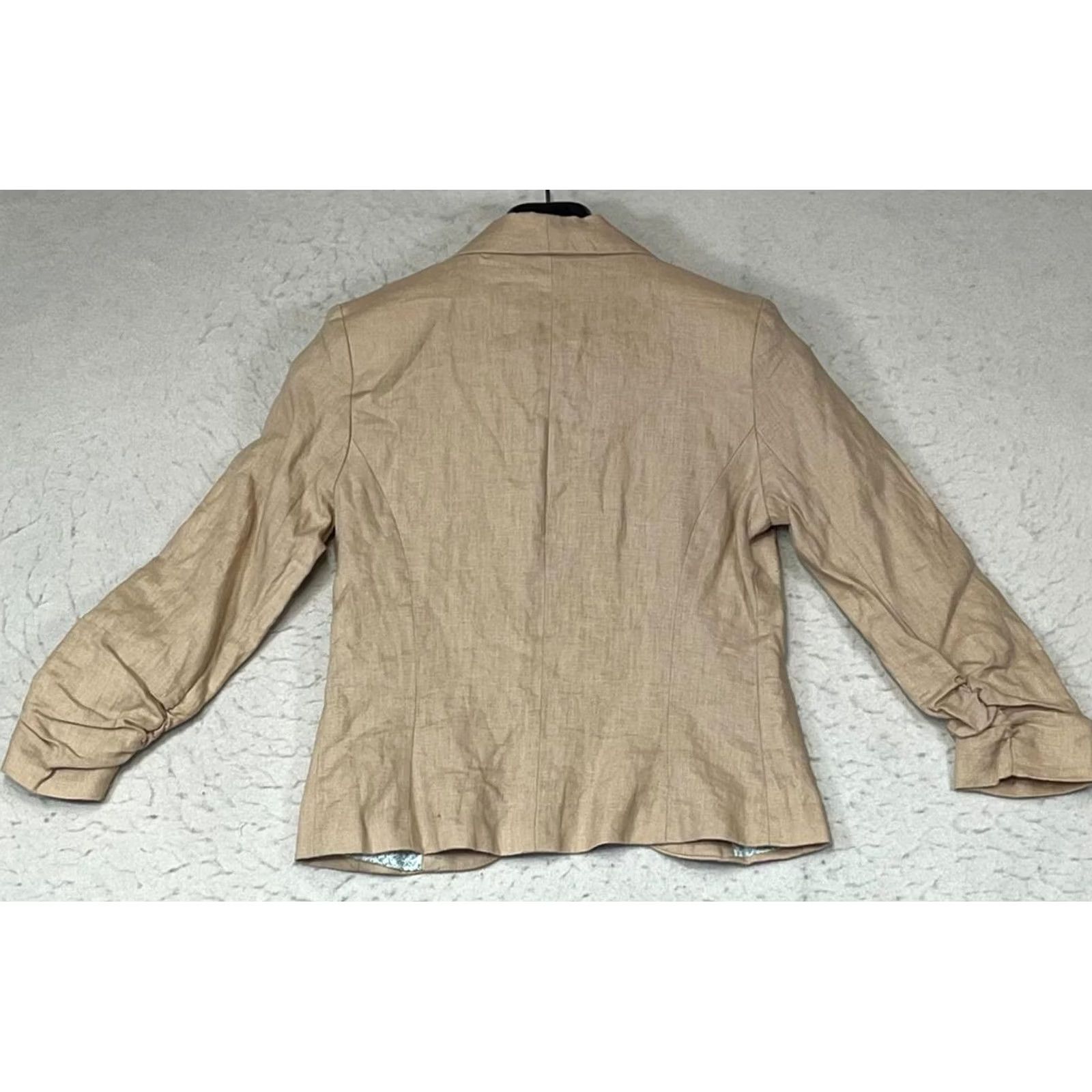 Vintage Gibson Blazer Jacket Beige XS Womens Linen Single-Breasted Shawl Collar 100% Linen Size XS / US 0-2 / IT 36-38 - 2 Thumbnail