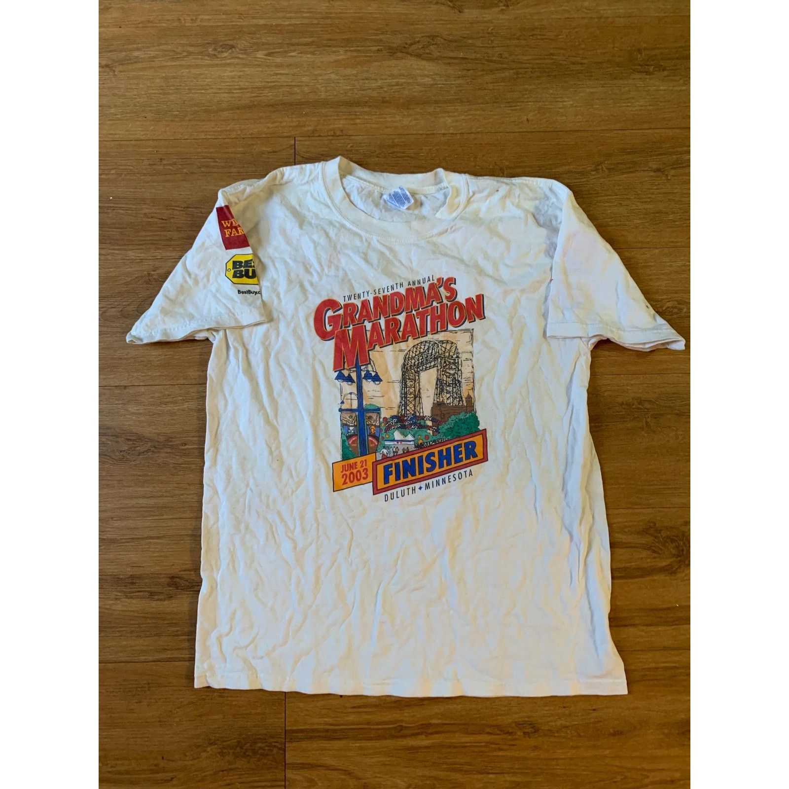 Gildan Vintage marathon T shirt size large 1990s 80s Size US L / EU 52-54 / 3 - 1 Thumbnail