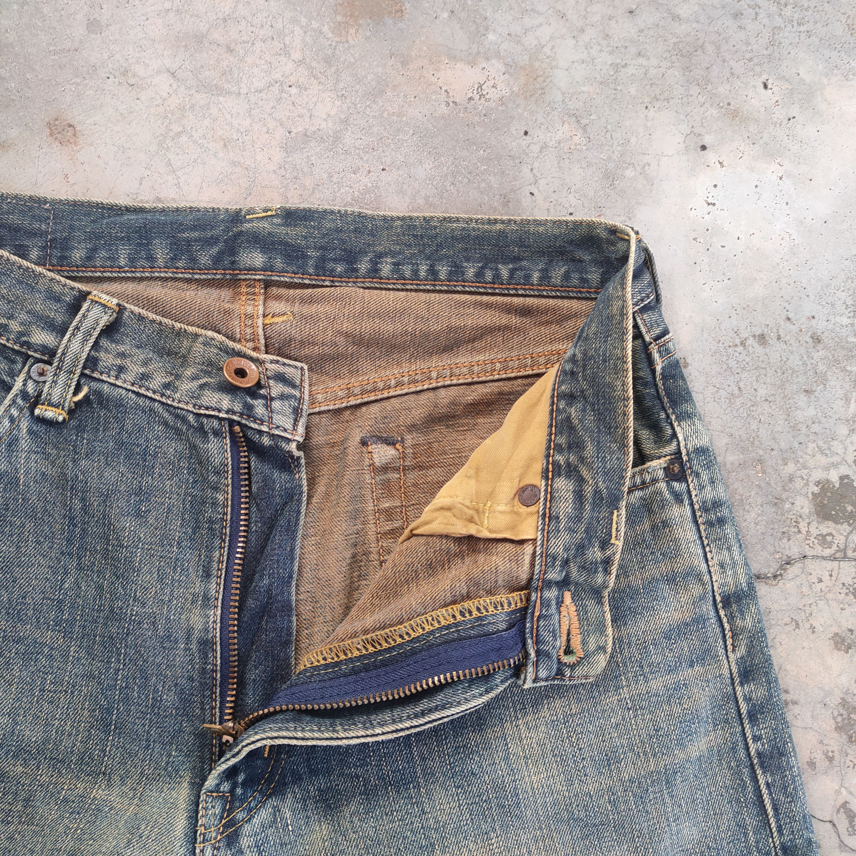 Edwin RUSTY💥 VINTAGE EDWIN ORG TAG RUSTY FADED RIPPED JEANS PANTS Size US 30 / EU 46 - 8 Thumbnail