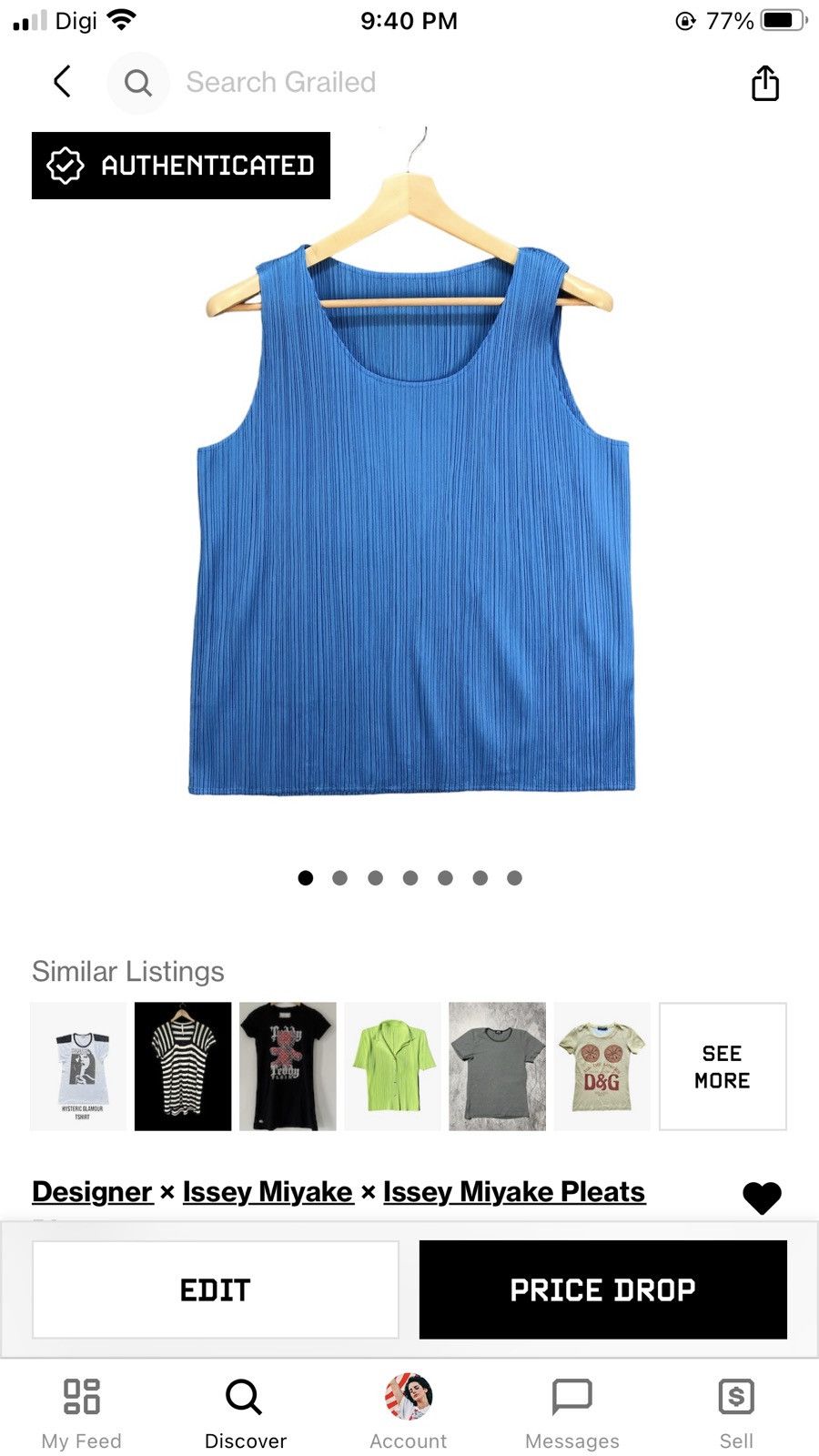 Issey Miyake ISSEY MIYAKE PLEATS PLEASE BLUE SLEEVELESS TOPS #6010-218 Size S / US 4 / IT 40 - 8 Thumbnail