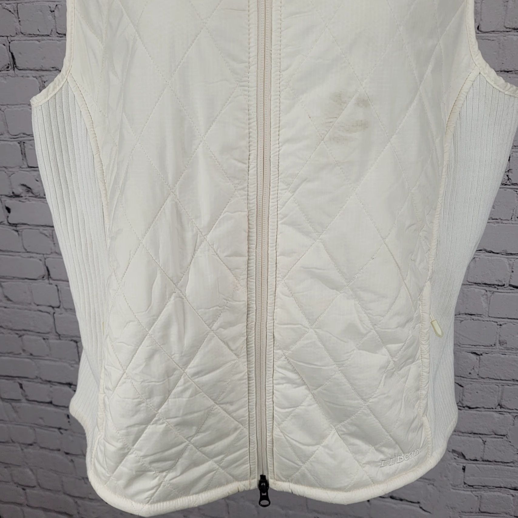 Vintage LL Bean Ivory Quilted Sherpa Lined Knit Stretch Side Panels Full Zip Vest XL Size XL / US 12-14 / IT 48-50 - 7 Thumbnail
