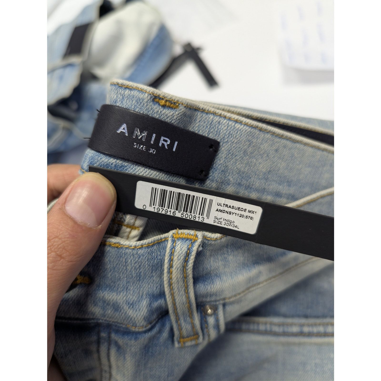 Amiri o1rshd1 Ultrasuede MX1 Denim Jeans in Surf Indigo Blue Size US 30 / EU 46 - 23 Thumbnail