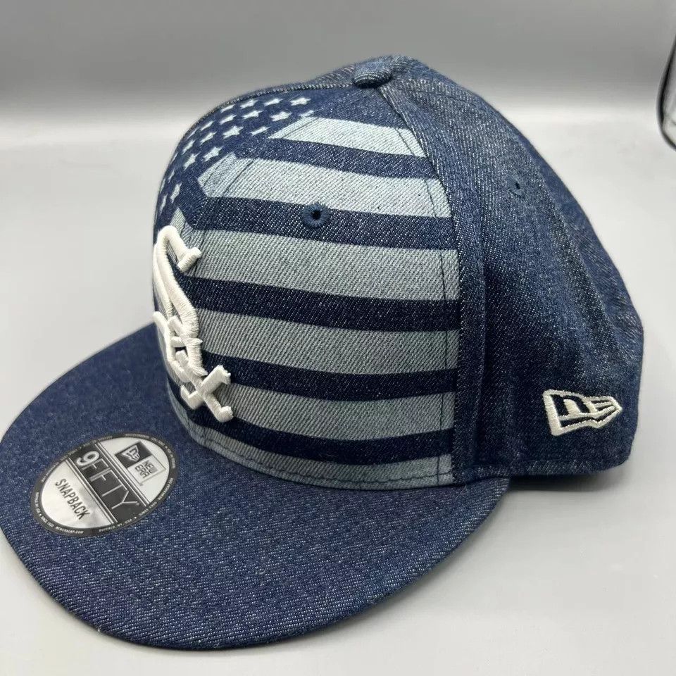 New Era Chicago White Sox Hat Men Blue Denim Flag Snap Back Cap New Size ONE SIZE - 2 Thumbnail